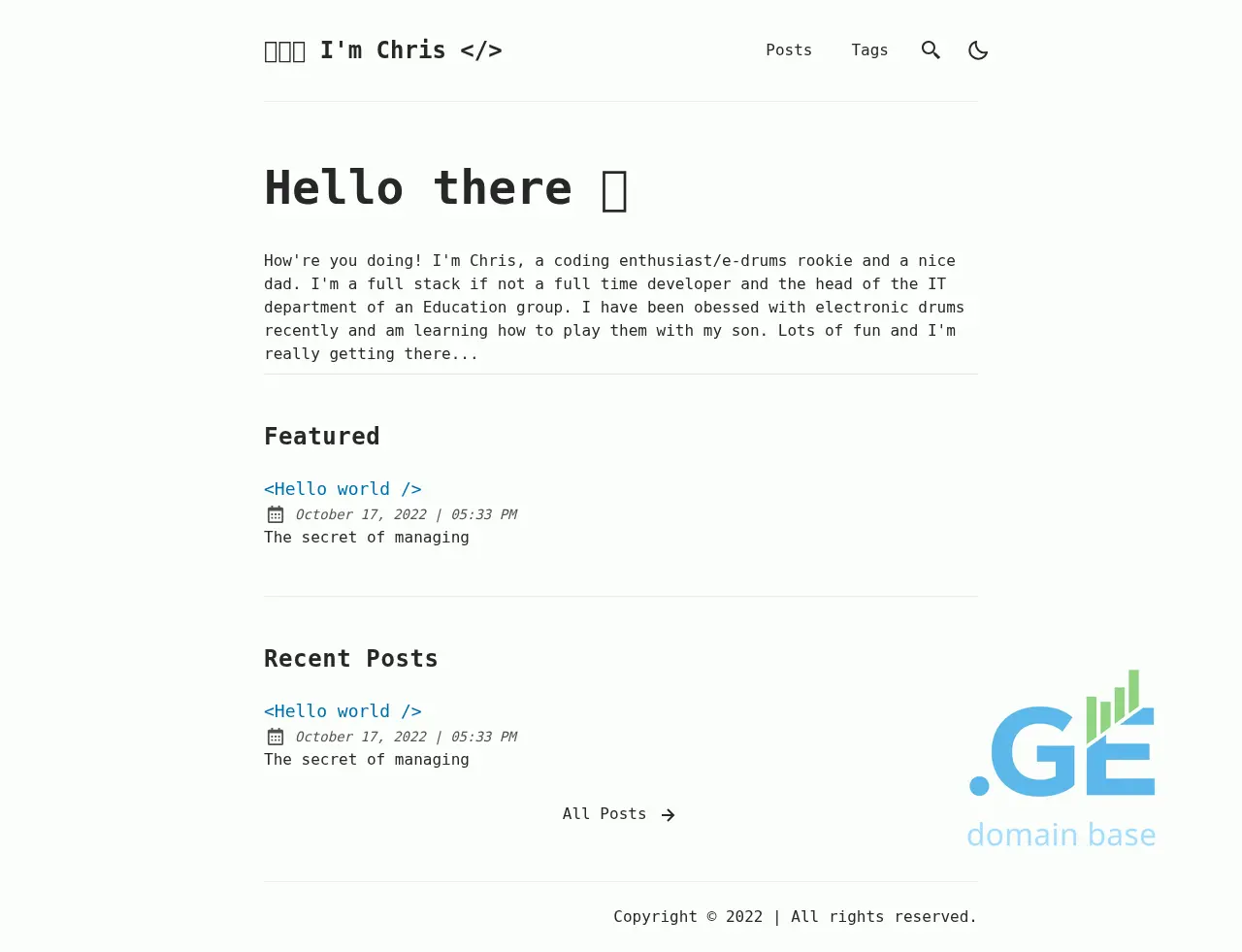 Screenshot of the site chris.ge
