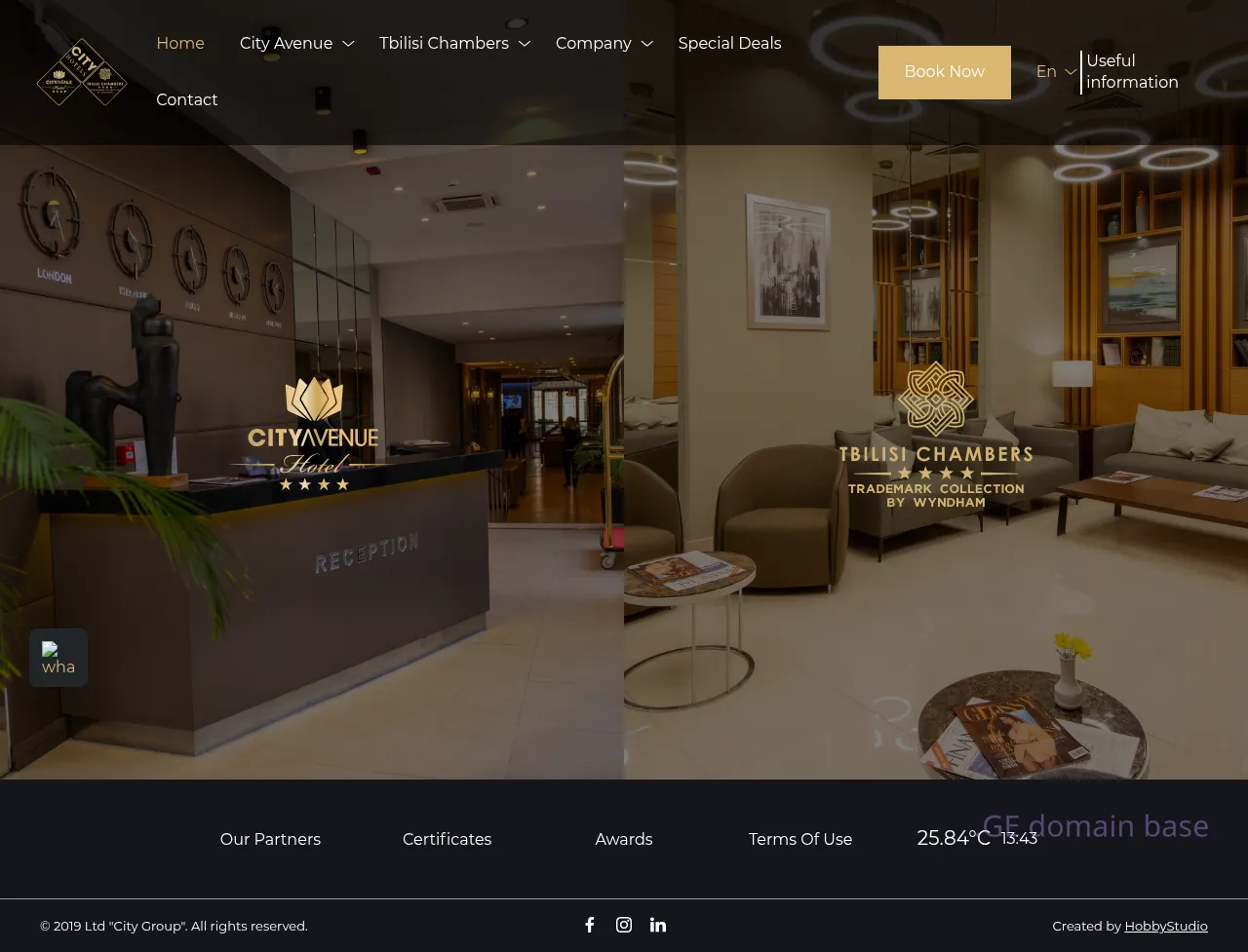 Screenshot of the site cityhotels.ge