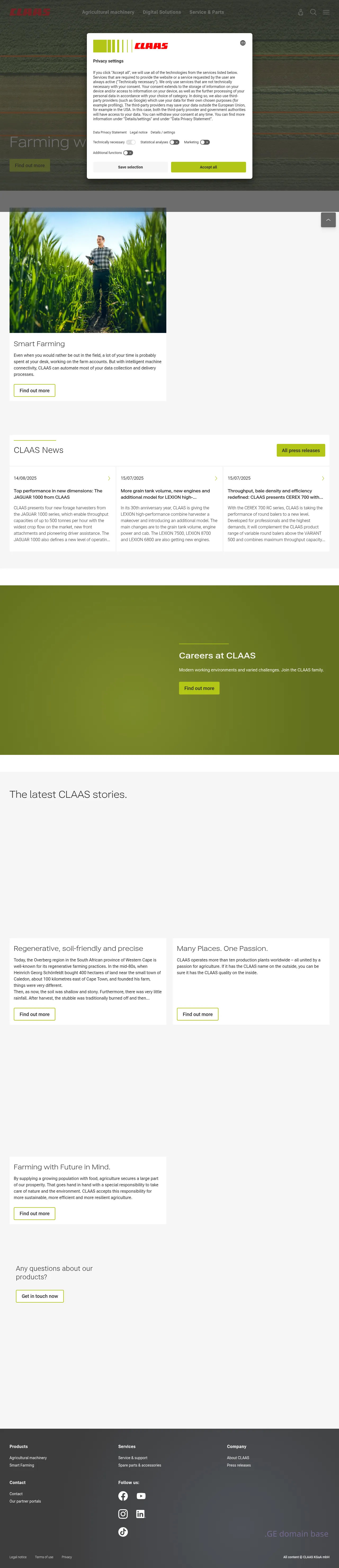 Screenshot of the site claas.ge