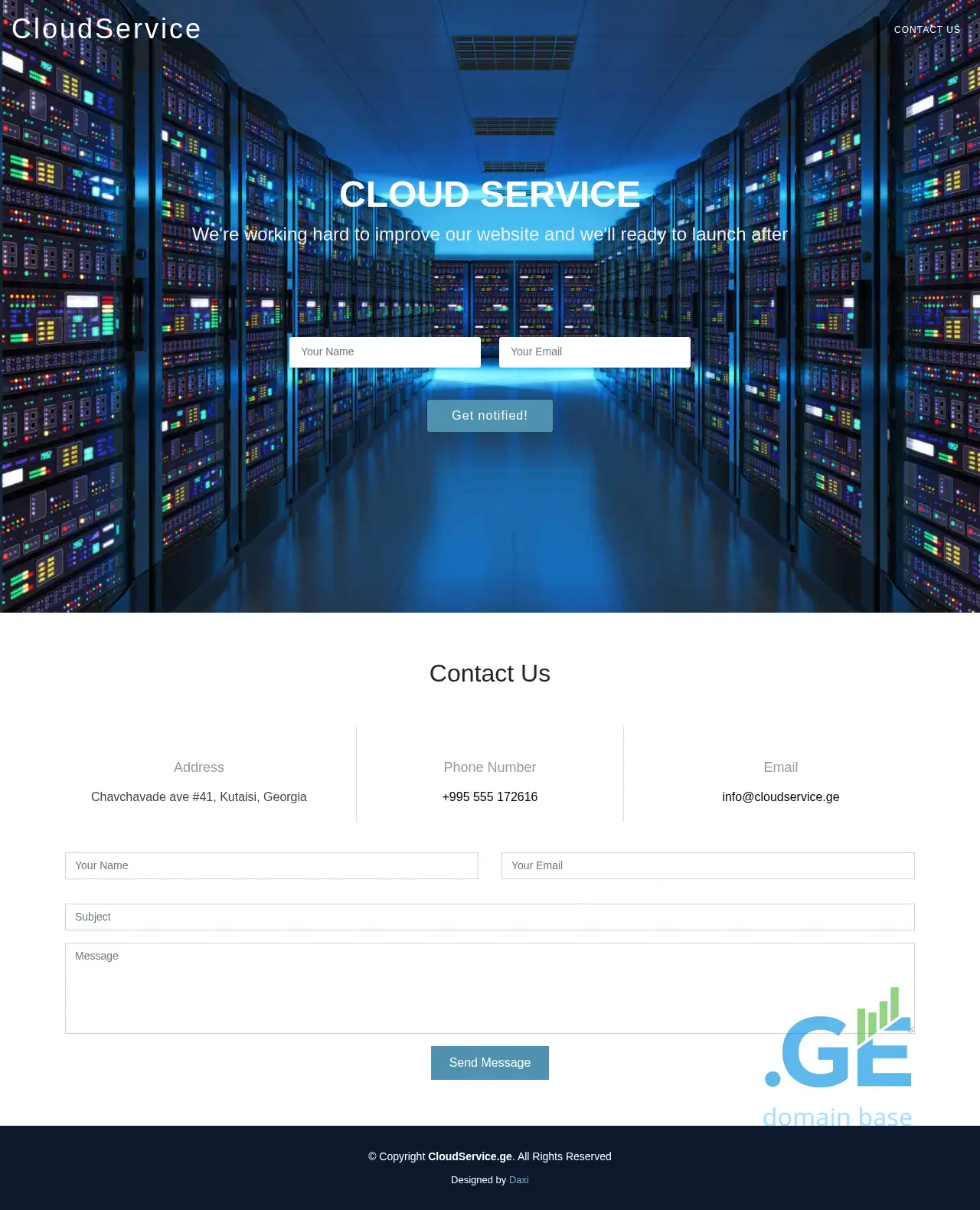 Screenshot of the site cloudservice.ge