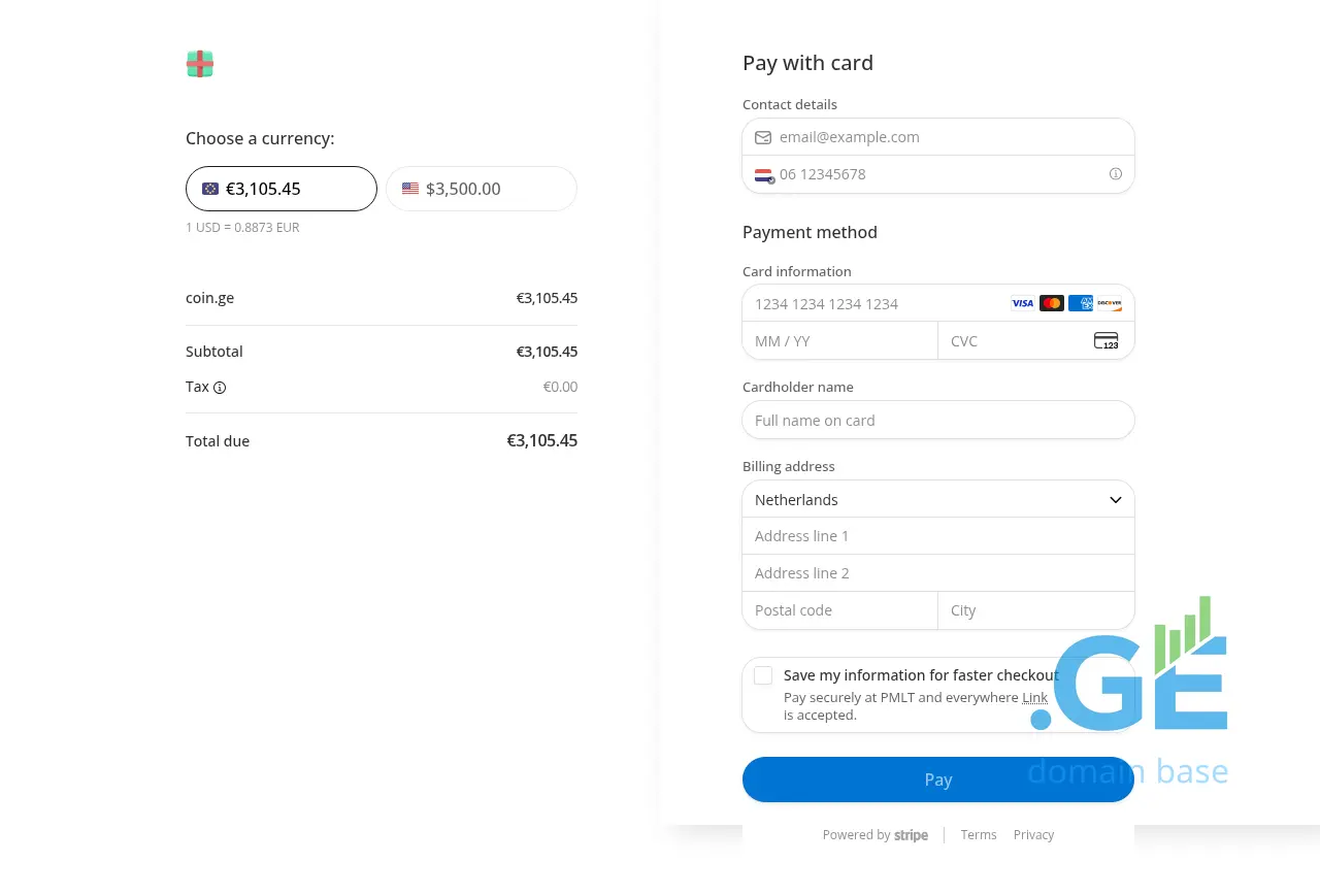 Screenshot of the site coin.ge