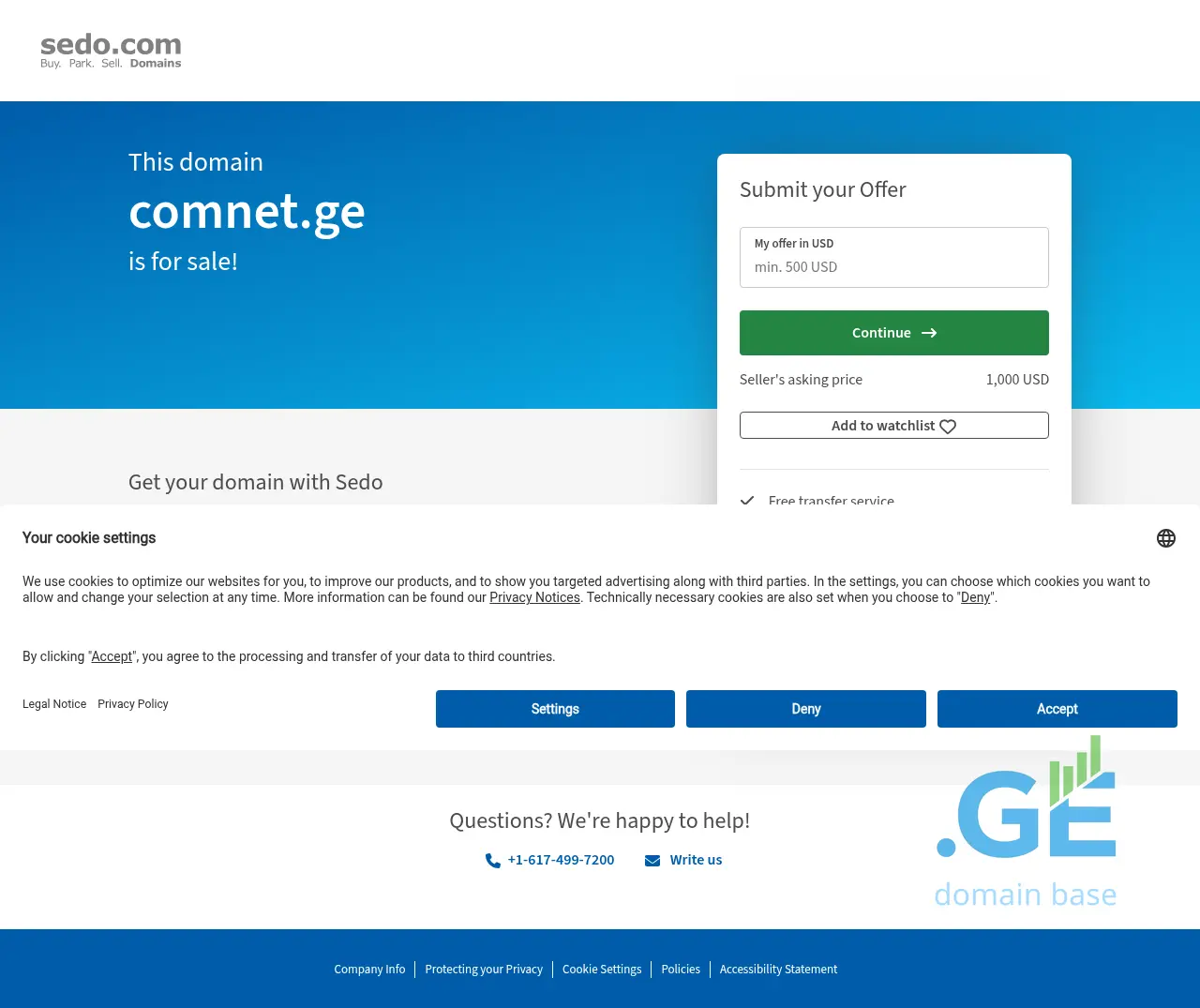 Screenshot of the site comnet.ge