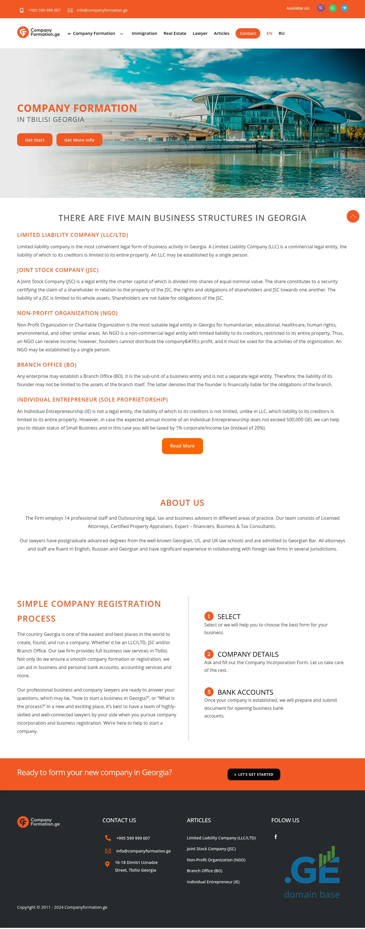 Screenshot of the site companyformation.ge
