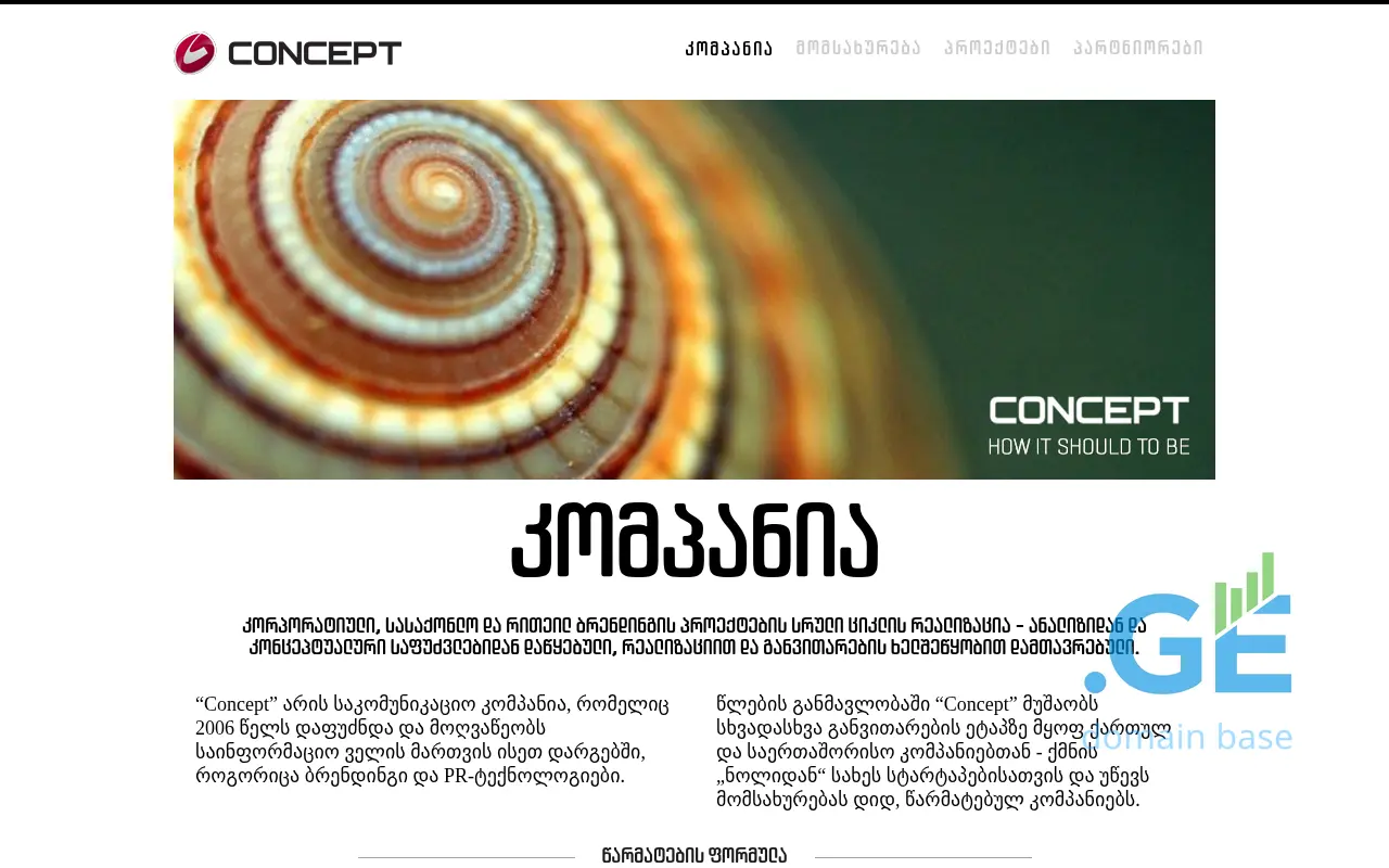 Screenshot of the site concept.ge