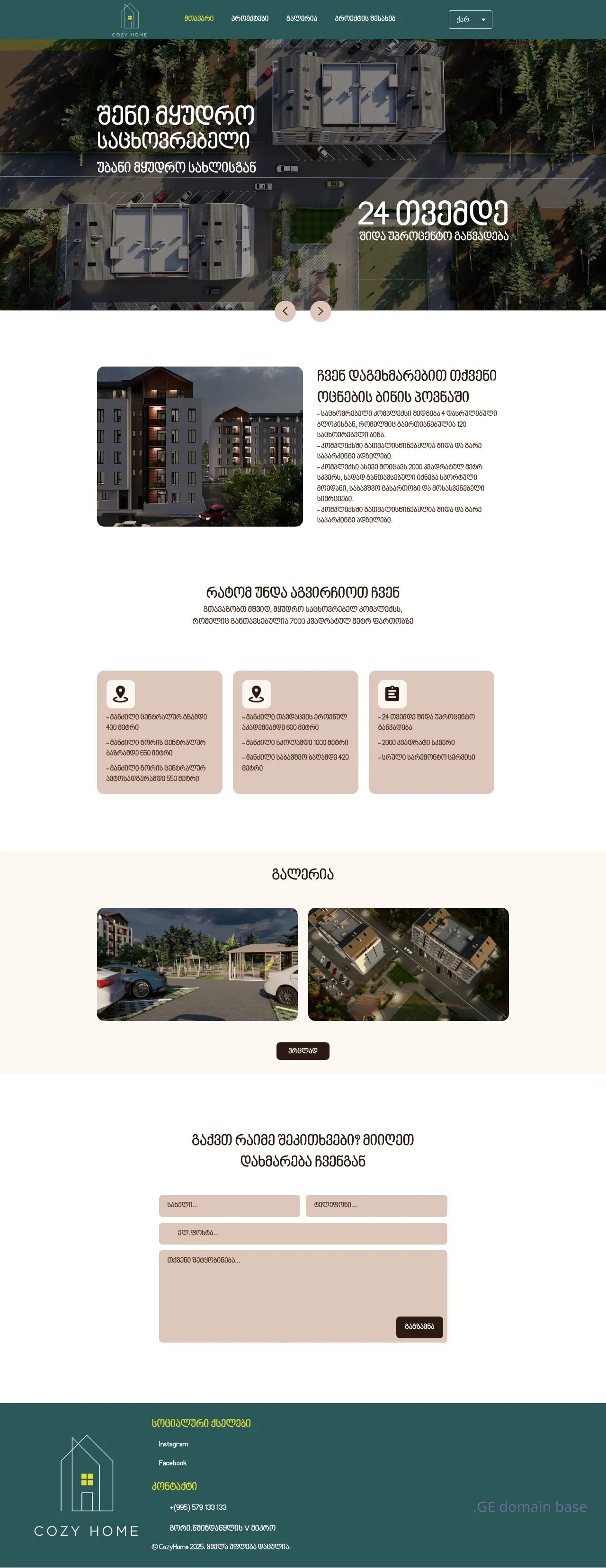 Screenshot of the site cozyhome.ge