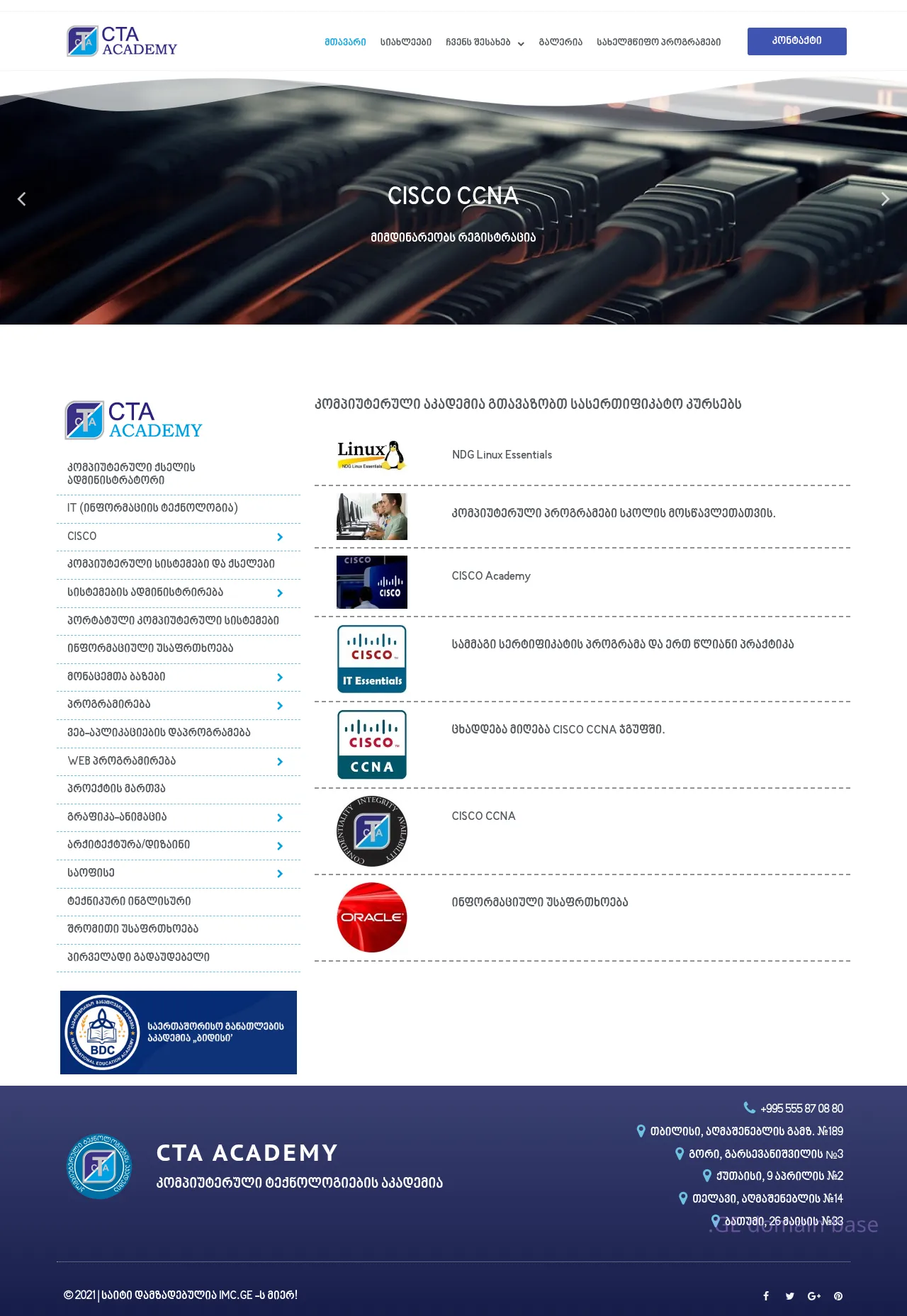 Screenshot of the site ctaedu.ge