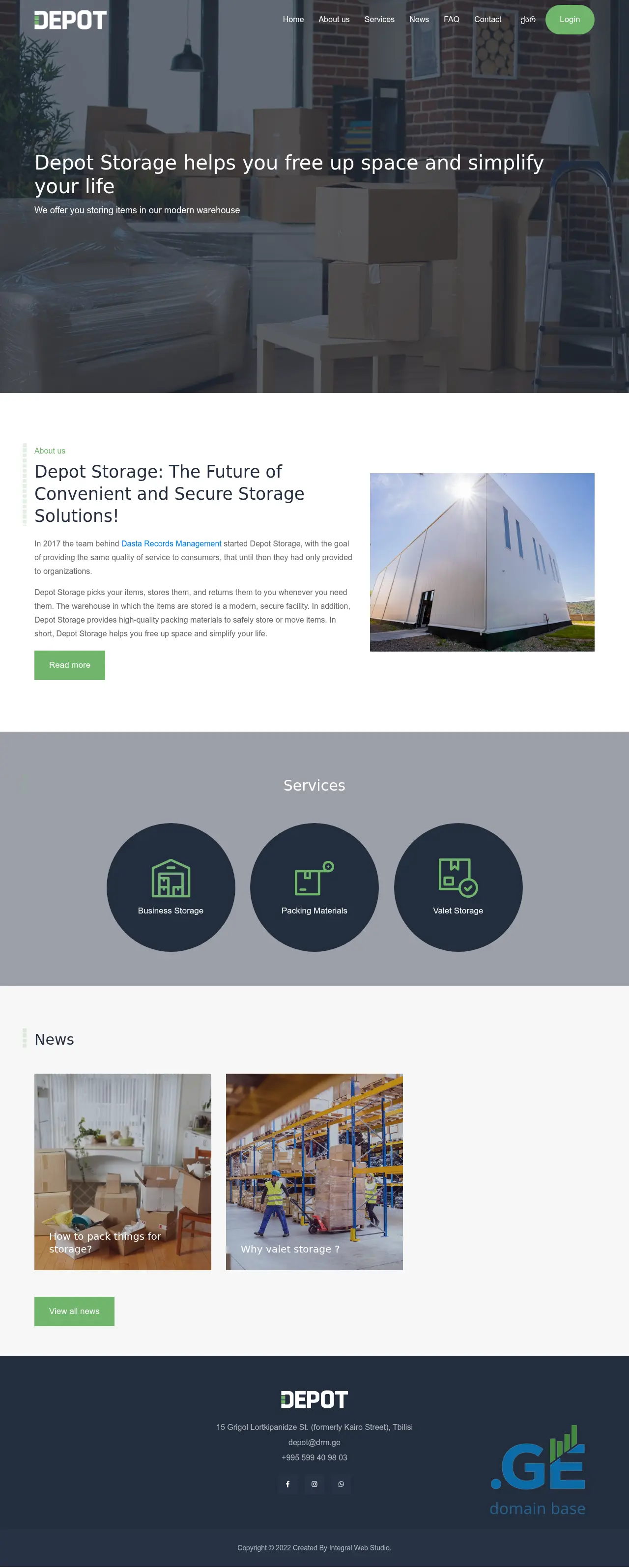 Screenshot of the site depotstorage.ge