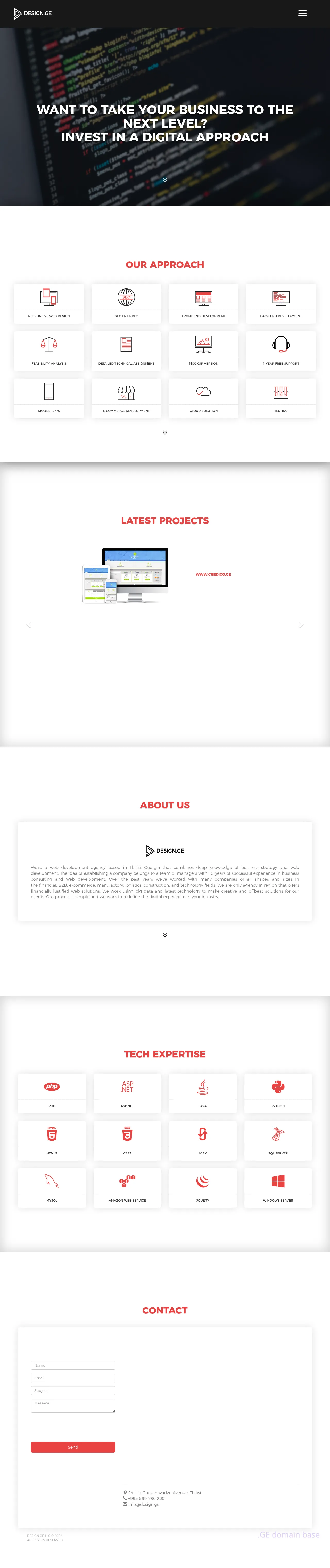 Screenshot of the site design.ge