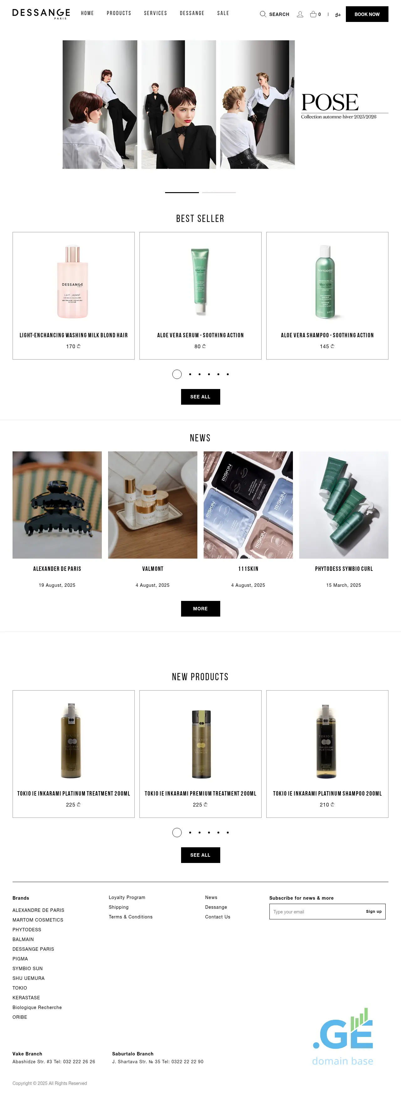 Screenshot of the site dessange.ge