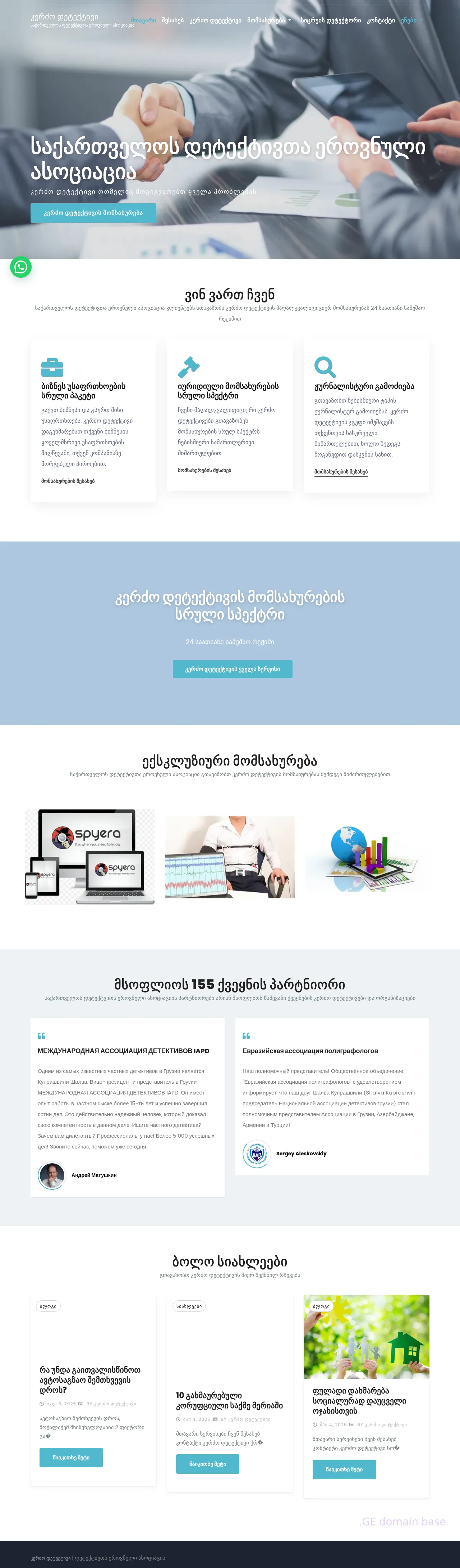 Screenshot of the site detective.ge