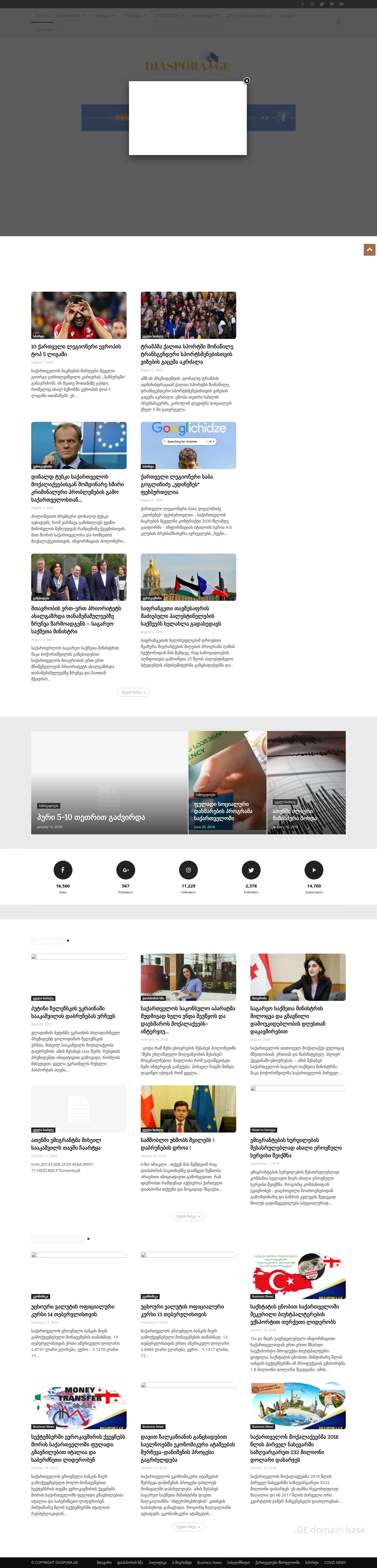 Screenshot of the site diaspora.ge