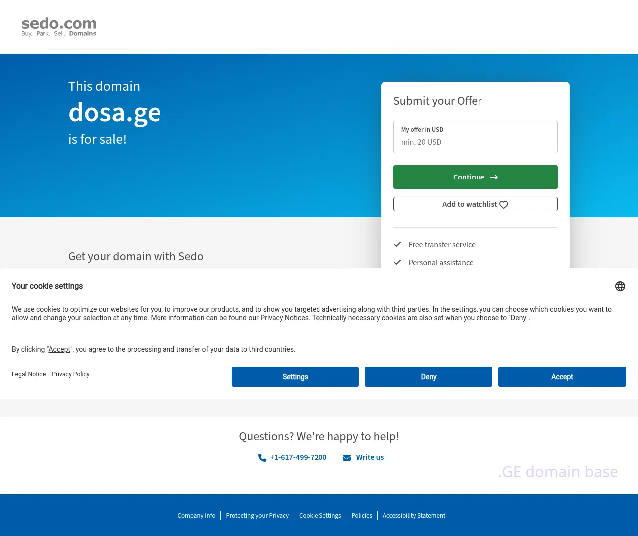 Screenshot of the site dosa.ge