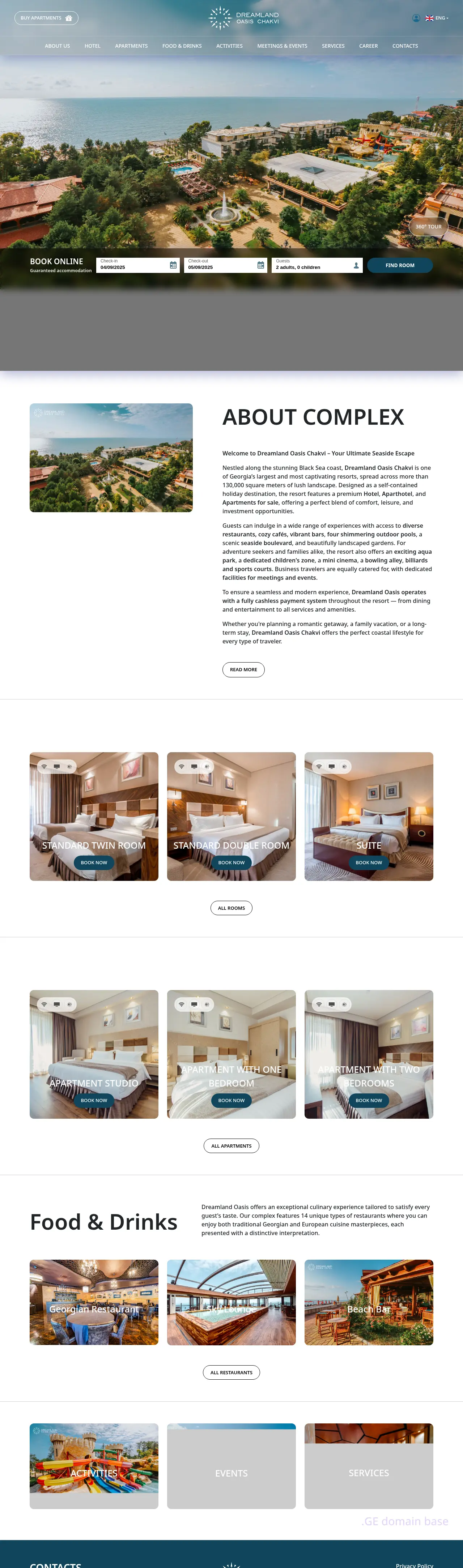 Screenshot of the site dreamland.ge