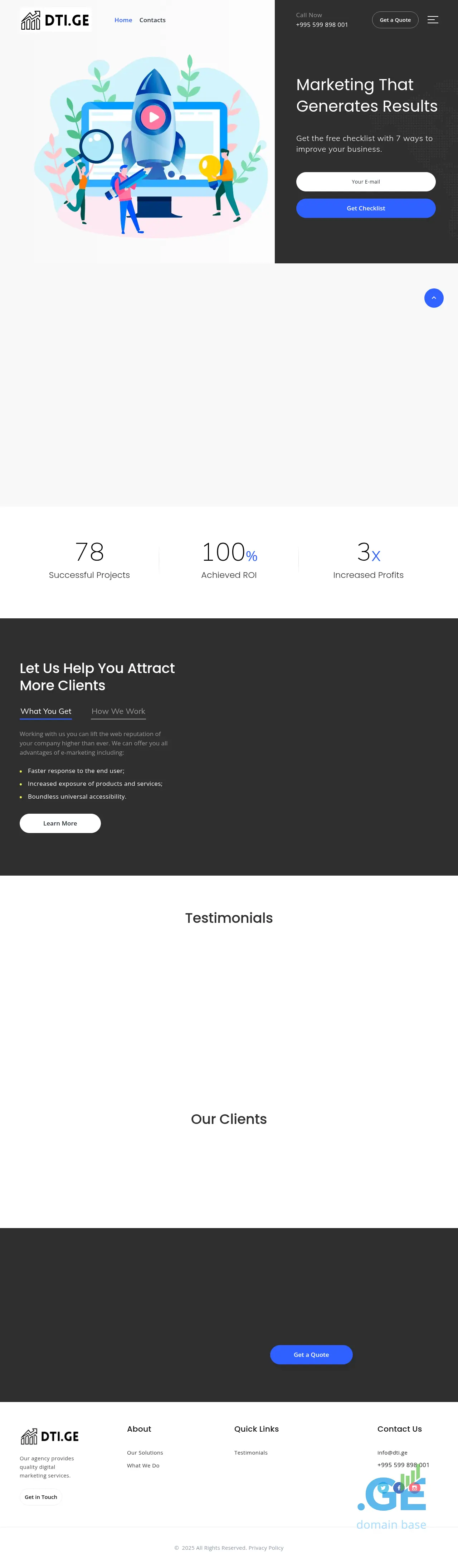 Screenshot of the site dti.ge