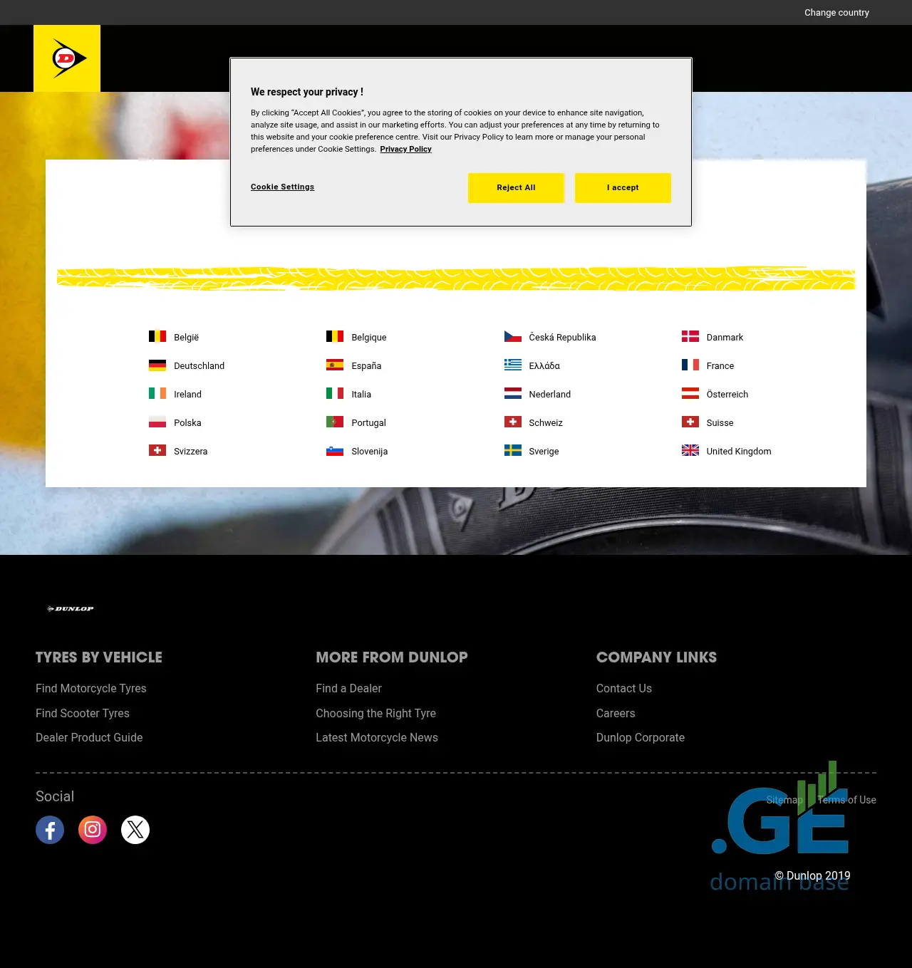 Screenshot of the site dunlopmotorcycle.ge