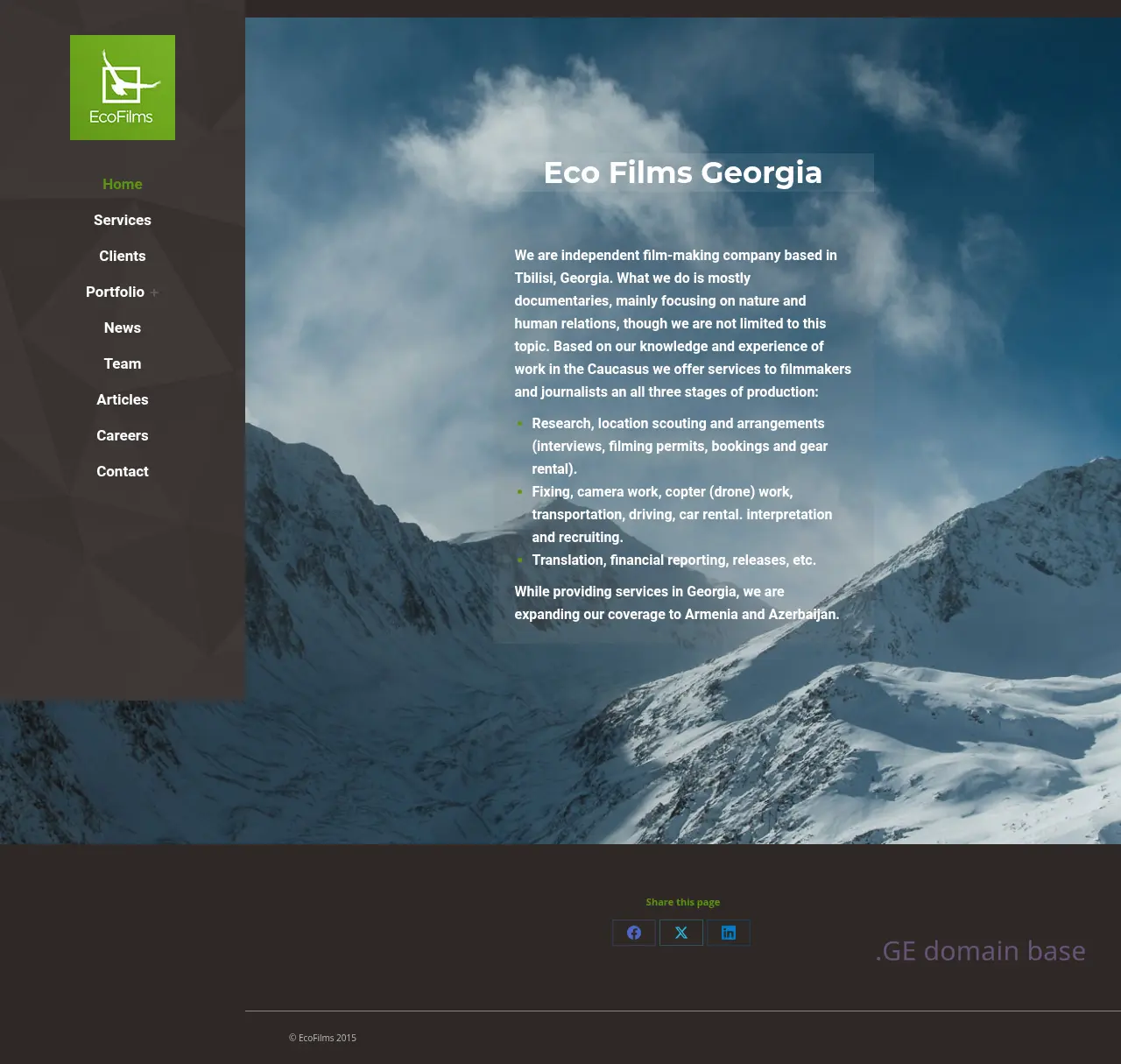 Screenshot of the site ecofilms.ge
