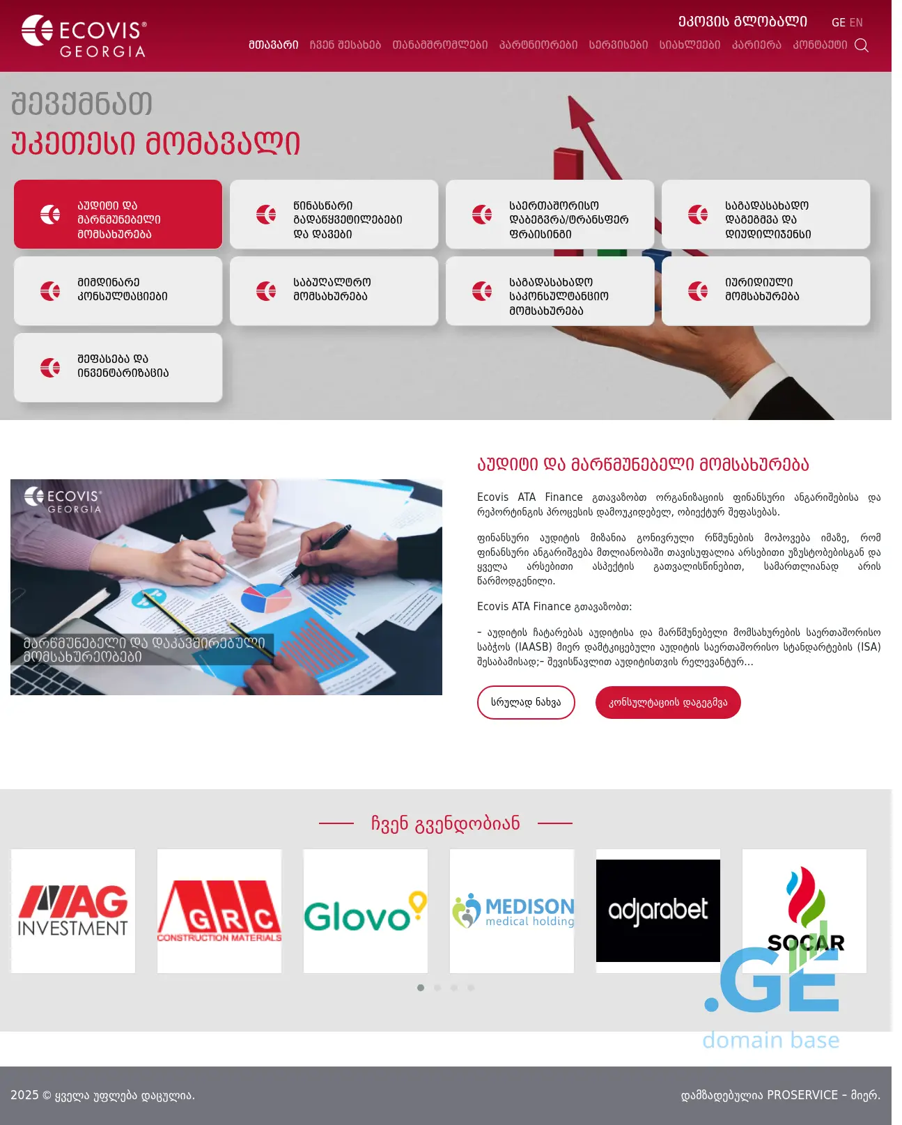 Screenshot of the site ecovis.ge