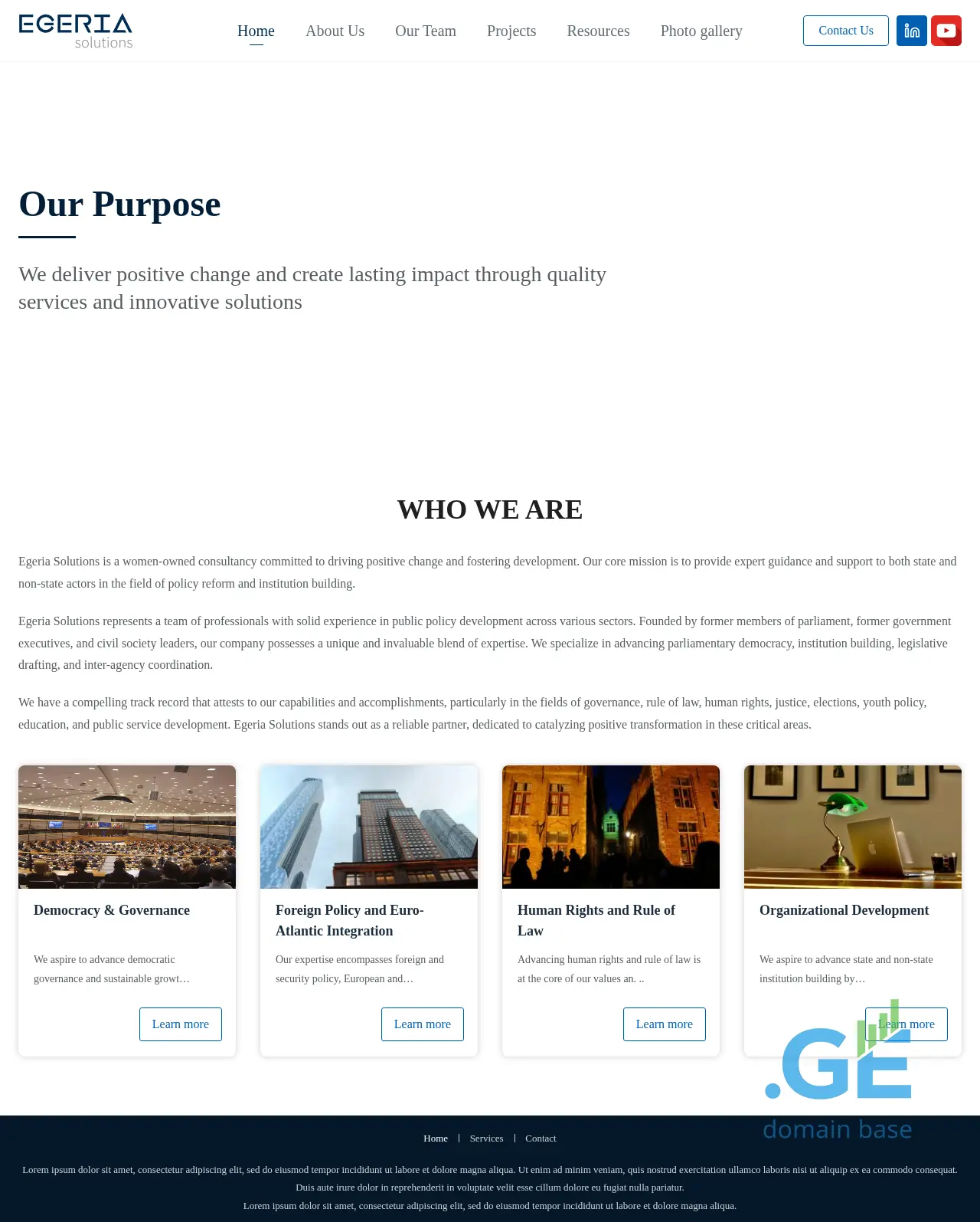 Screenshot of the site egeriasolutions.ge