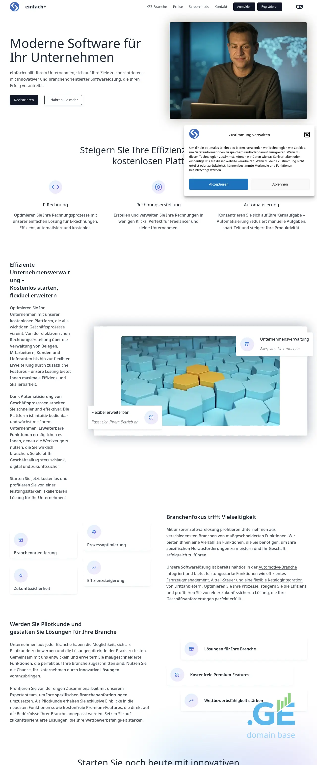 Screenshot of the site einfach.ge