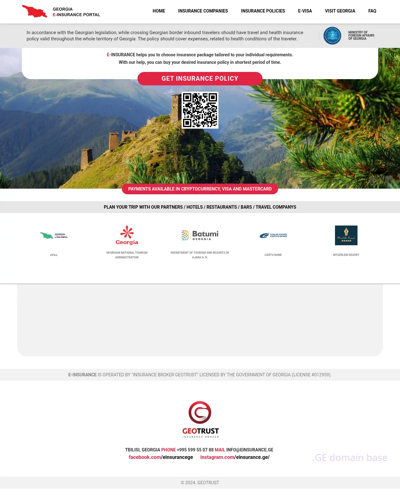Screenshot of the site einsurance.ge