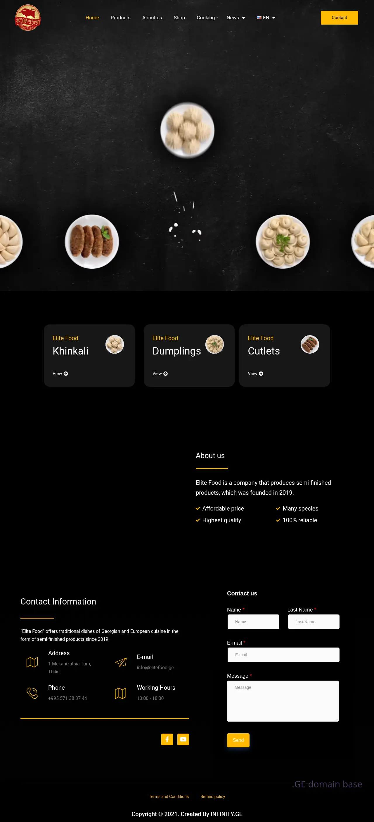 Screenshot of the site elitefood.ge