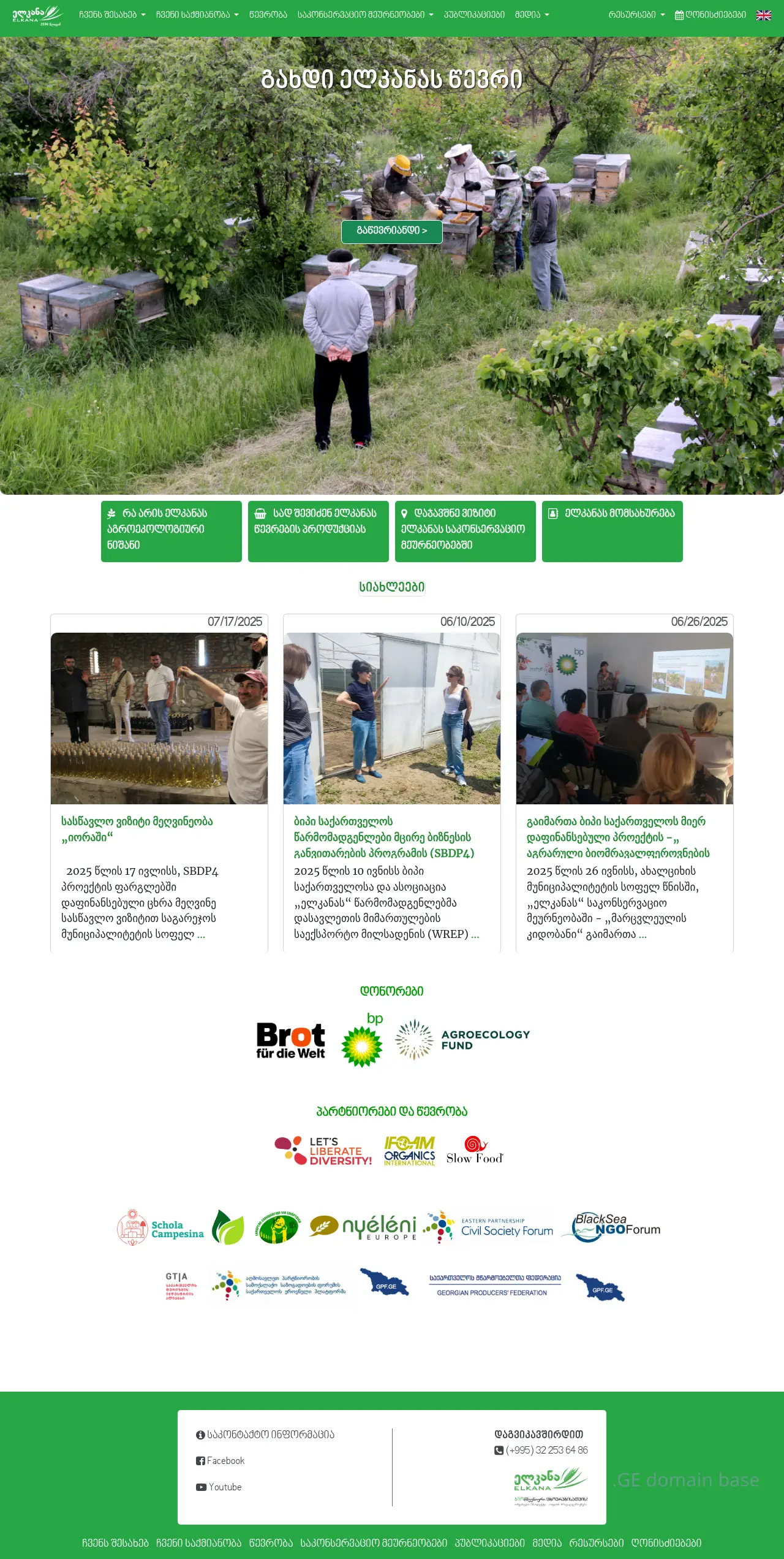 Screenshot of the site elkana.org.ge