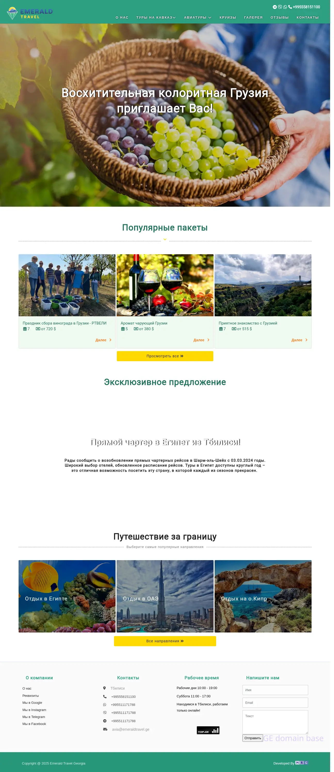 Screenshot of the site emeraldtravel.ge