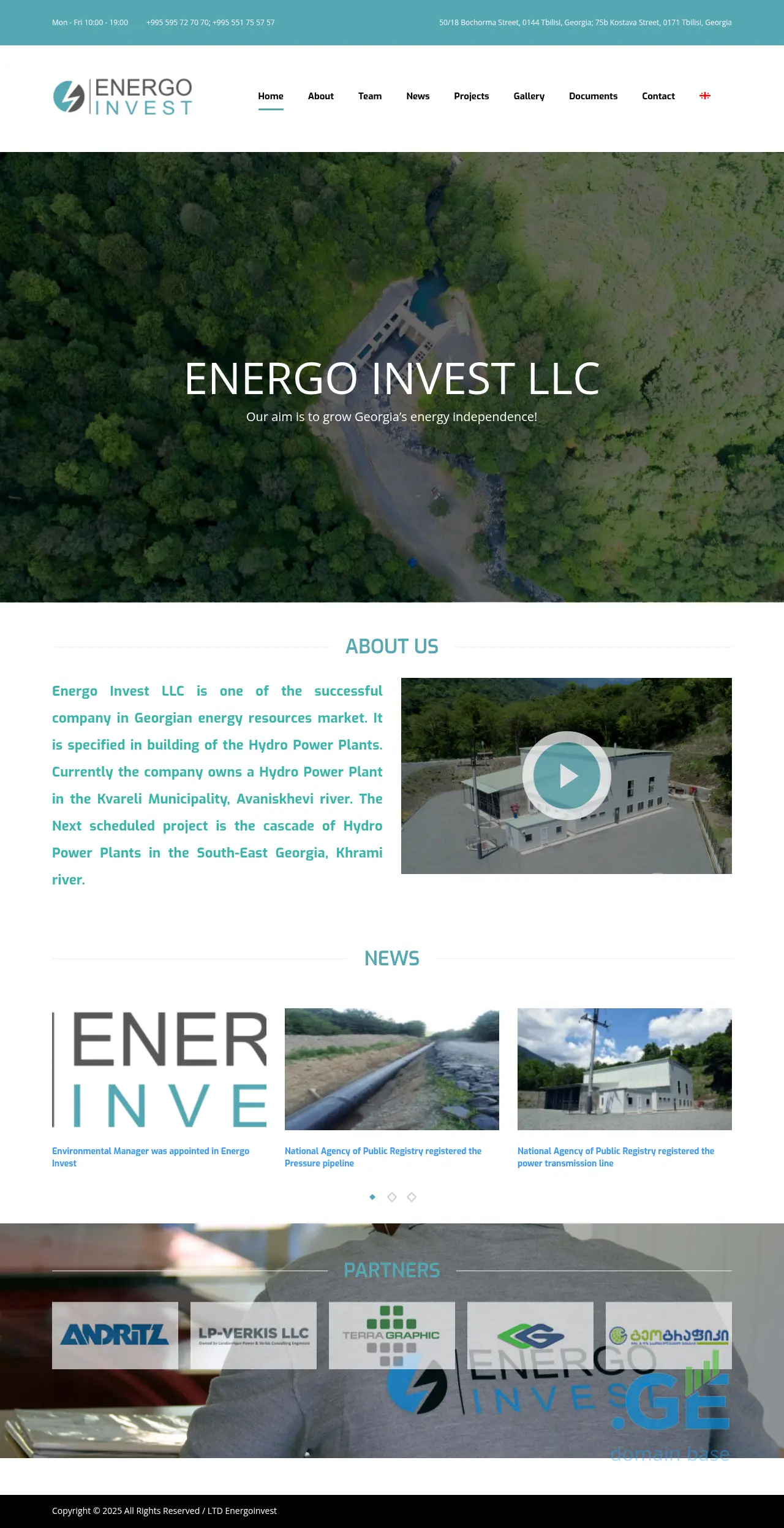 Screenshot of the site energoinvest.ge