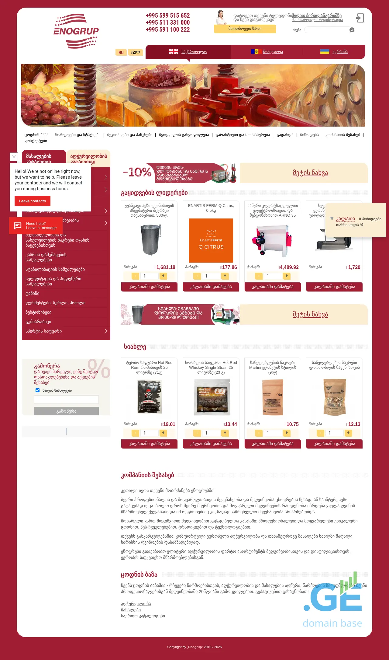 Screenshot of the site enogrup.ge