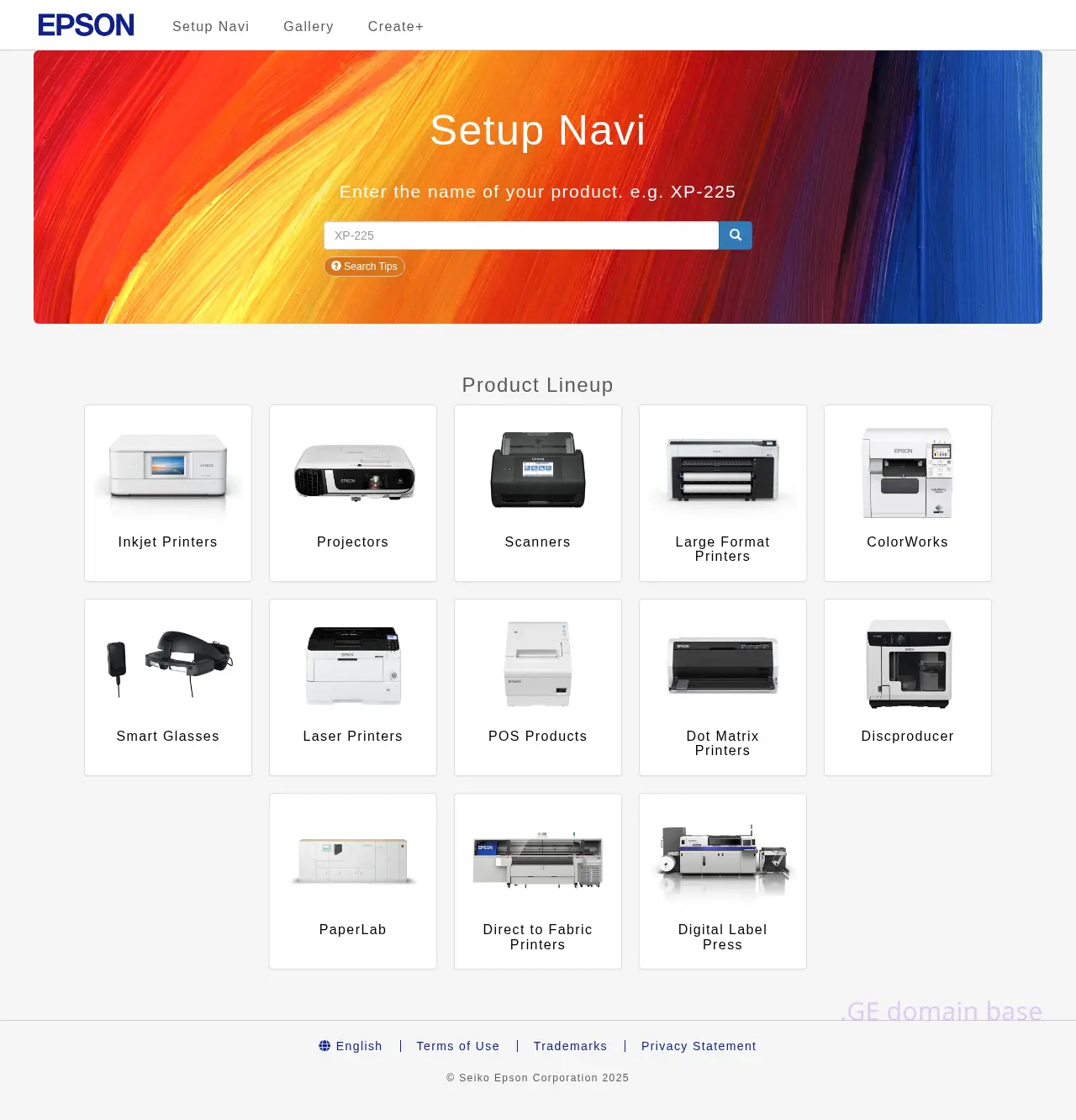 Screenshot of the site epson.ge