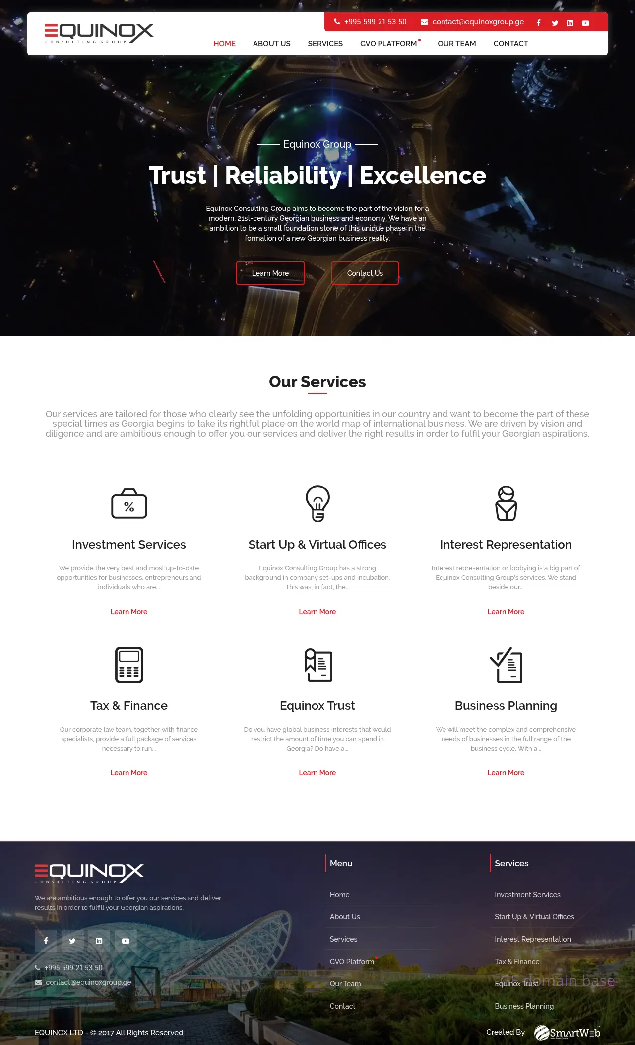 Screenshot of the site equinoxgroup.ge