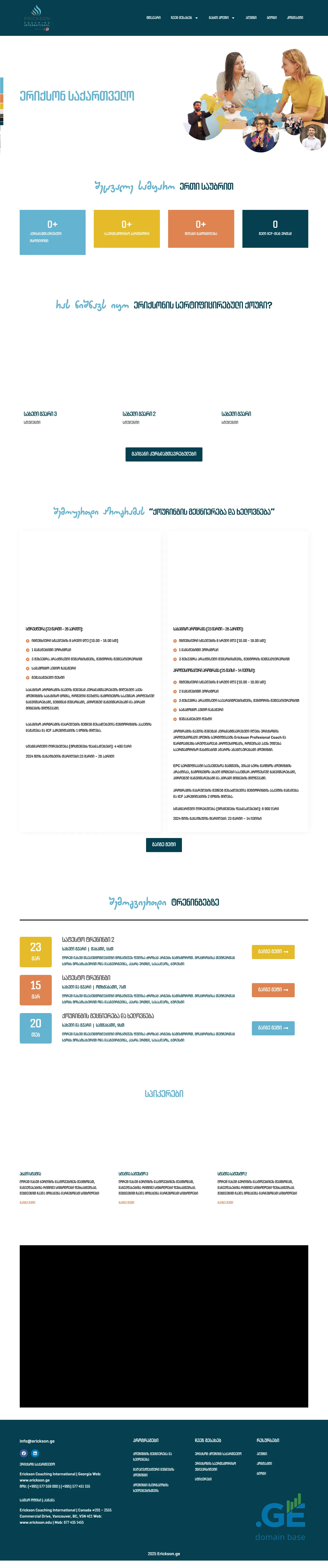 Screenshot of the site erickson.ge