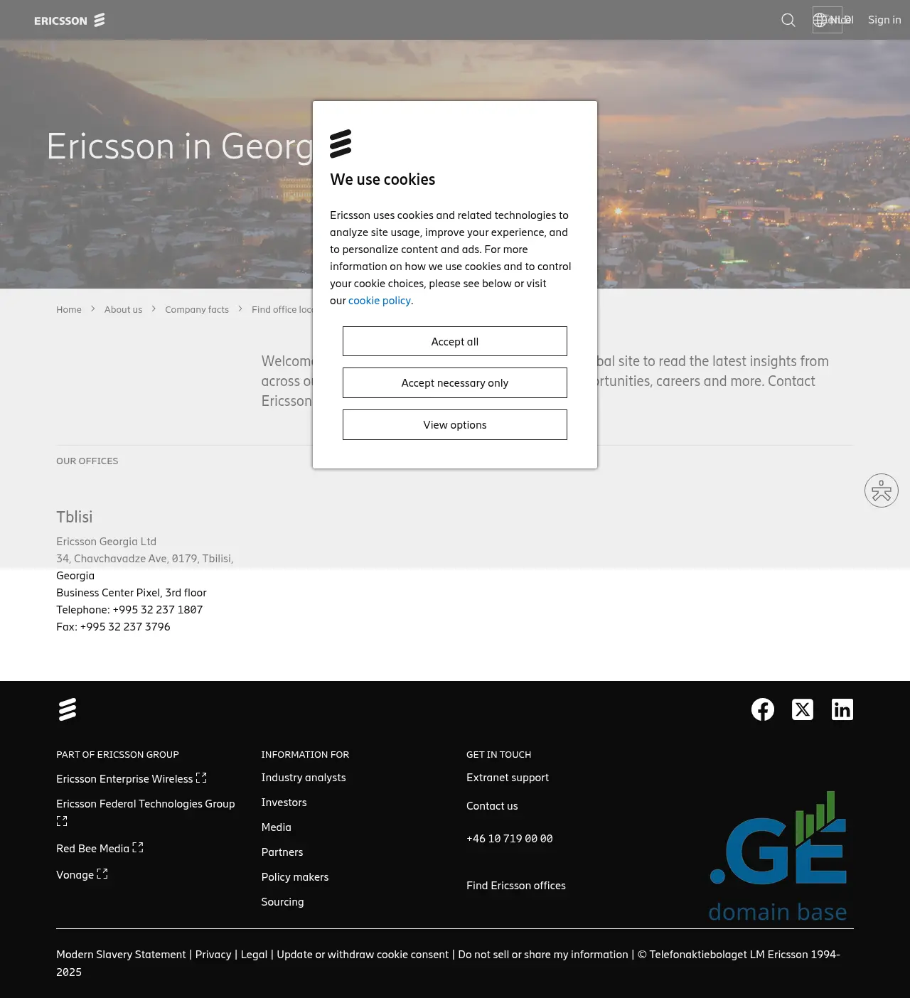Screenshot of the site ericsson.com.ge