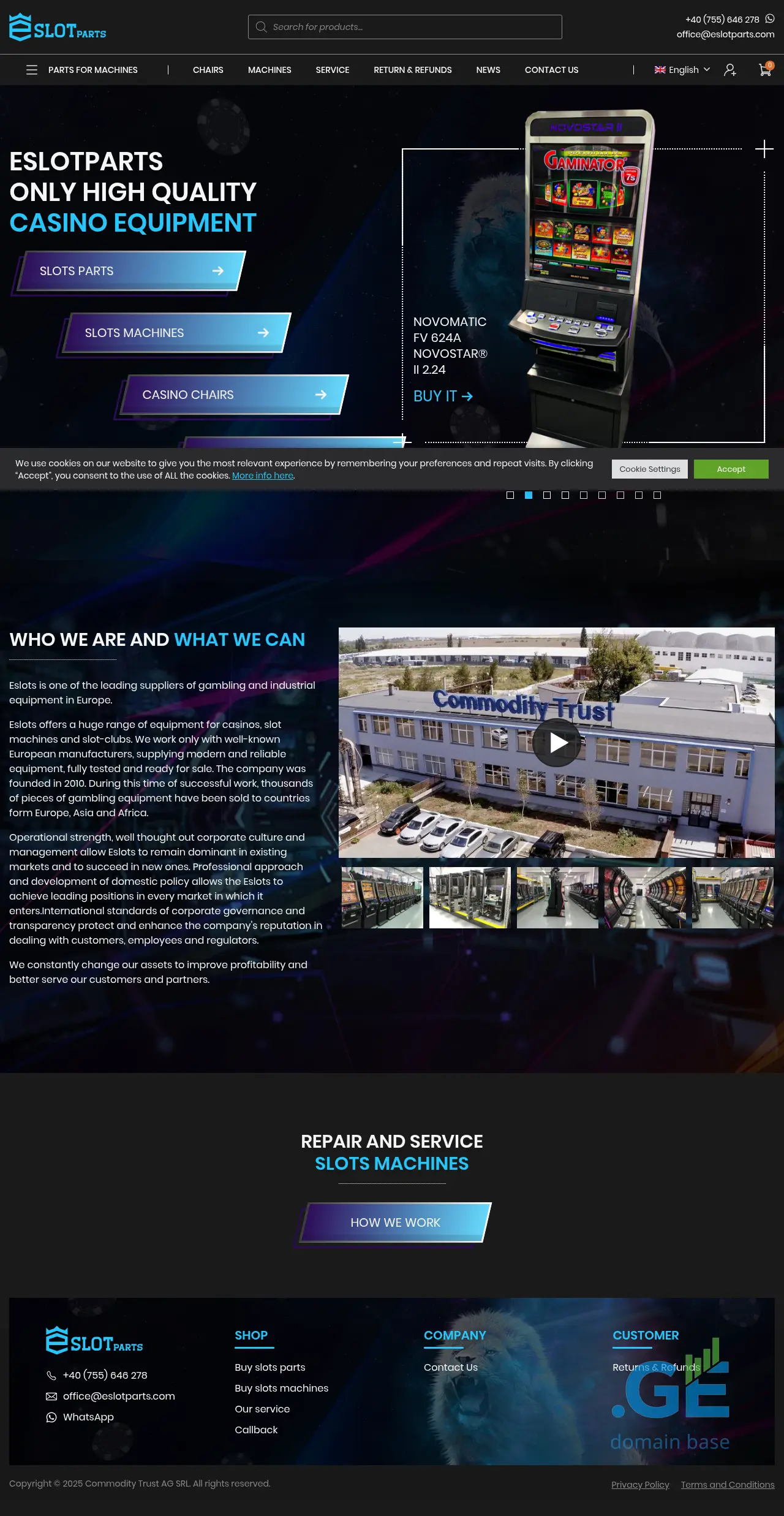 Screenshot of the site eslots.ge