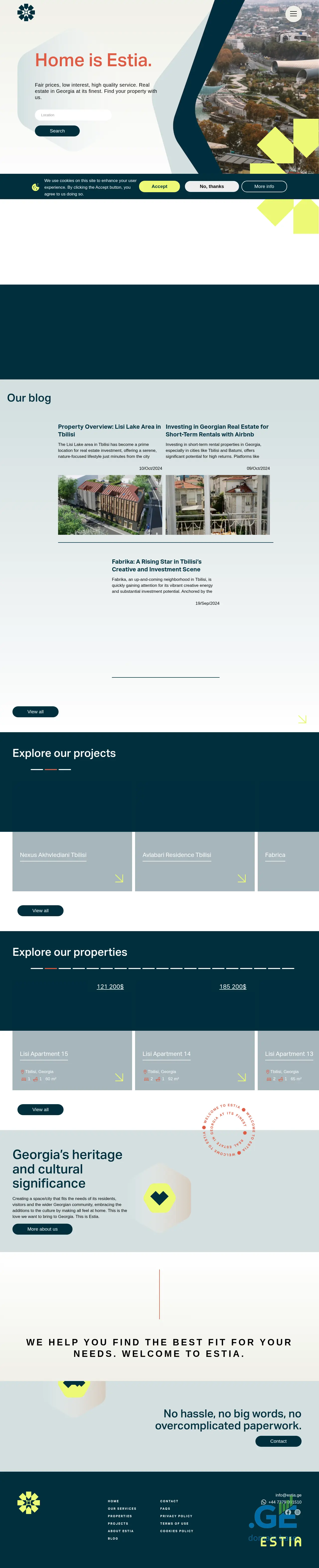 Screenshot of the site estia.ge