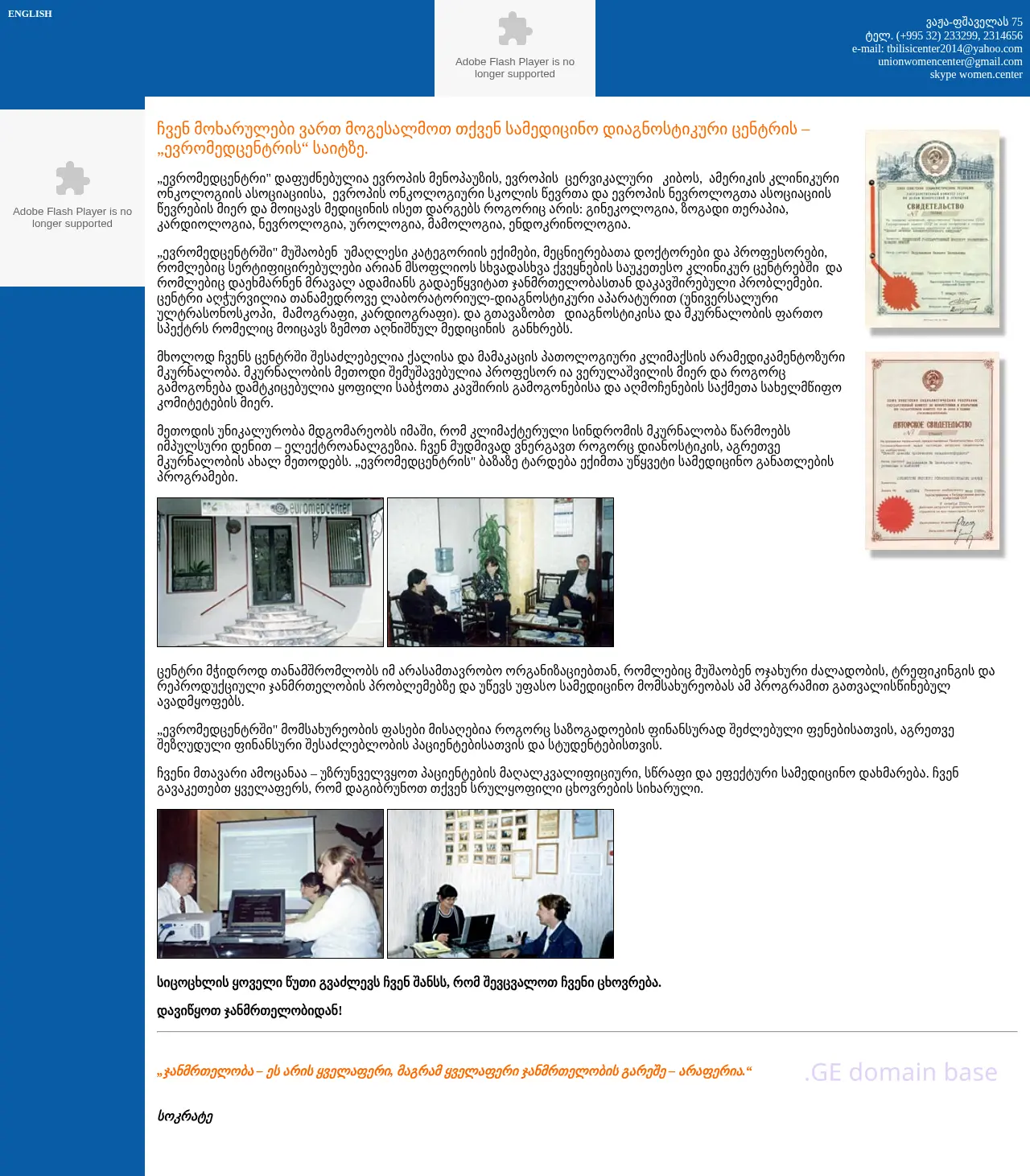 Screenshot of the site euromedcenter.org.ge