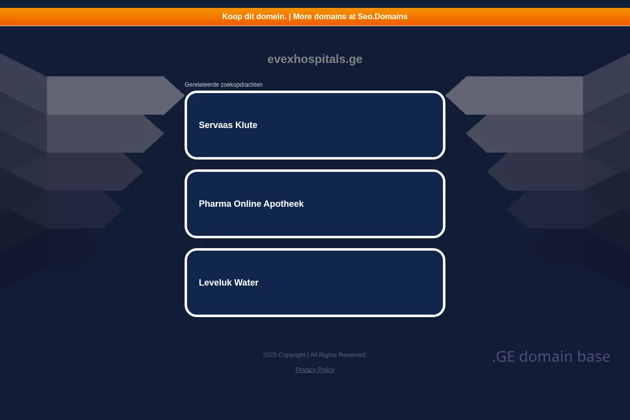 Screenshot of the site evexhospitals.ge