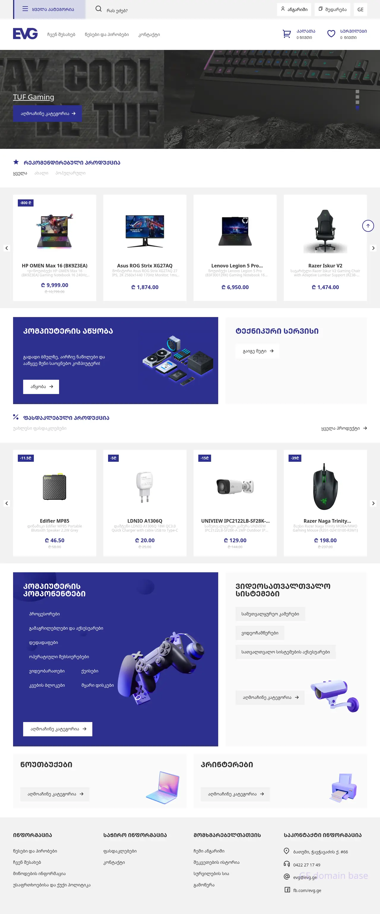 Screenshot of the site evg.ge