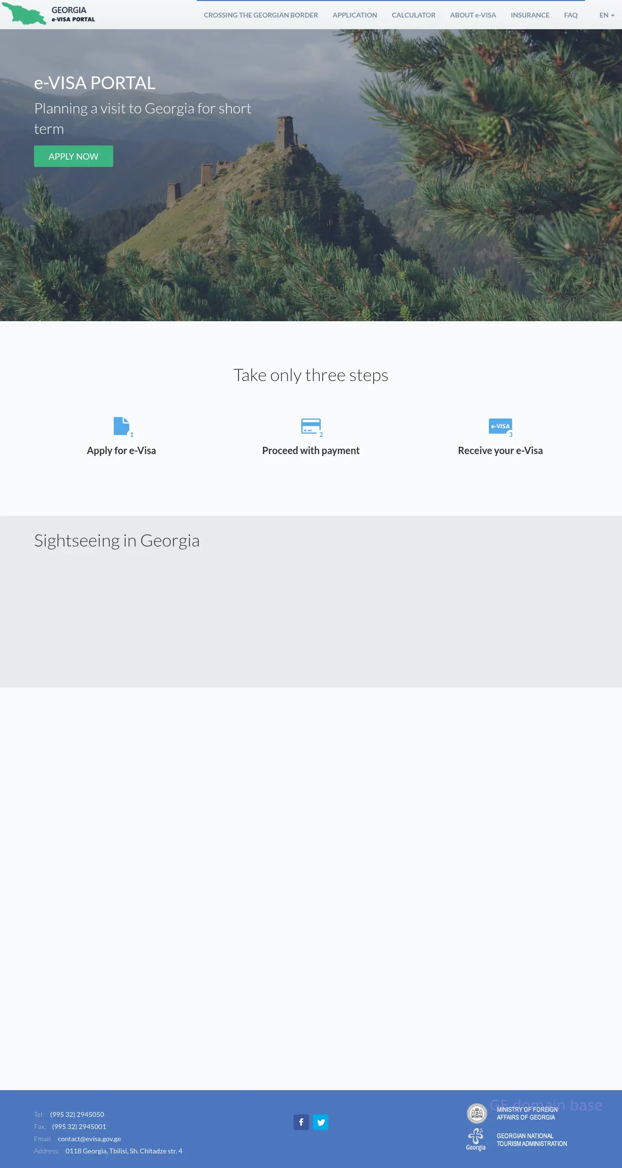 Screenshot of the site evisa.gov.ge