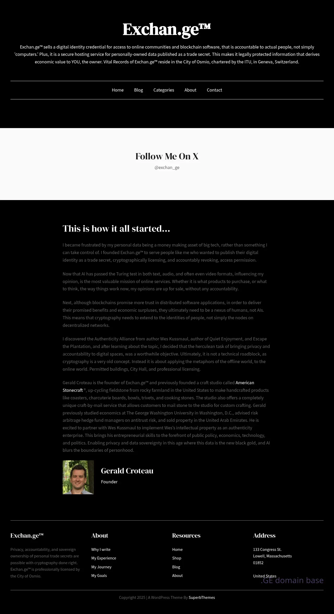 Screenshot of the site exchan.ge
