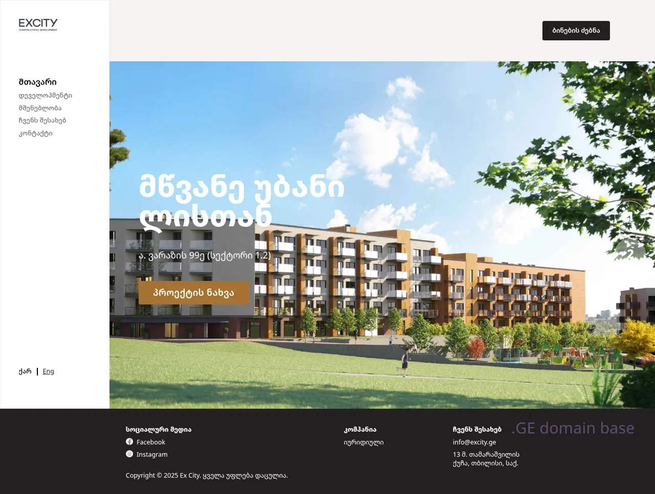 Screenshot of the site excity.ge