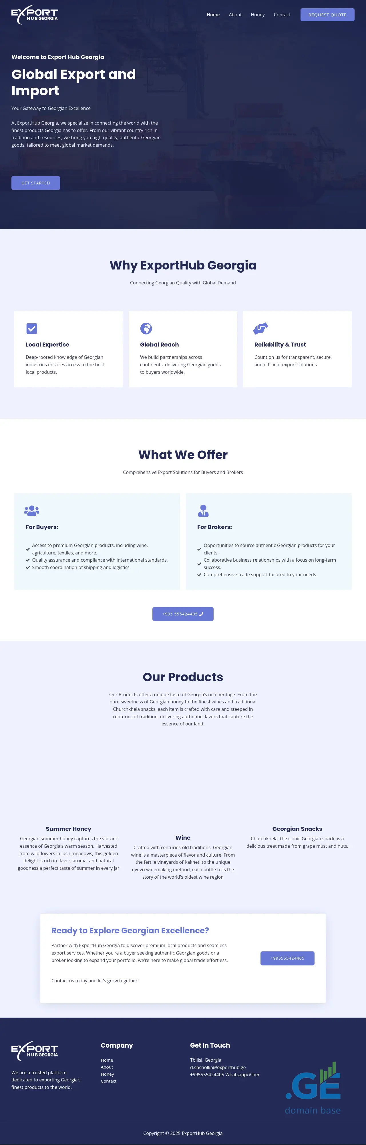 Screenshot of the site exporthub.ge