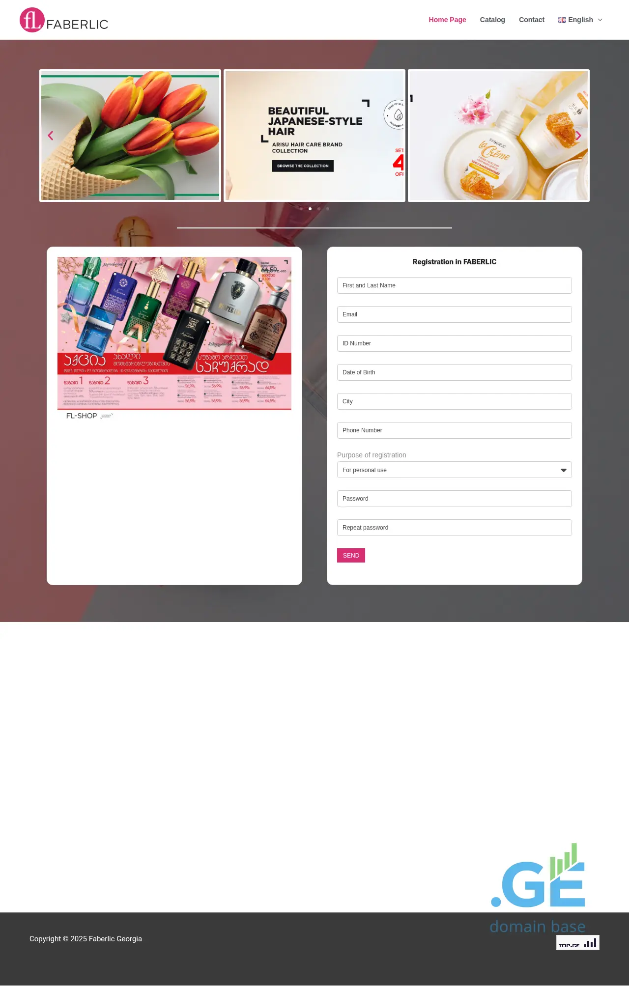 Screenshot of the site faberlic.net.ge