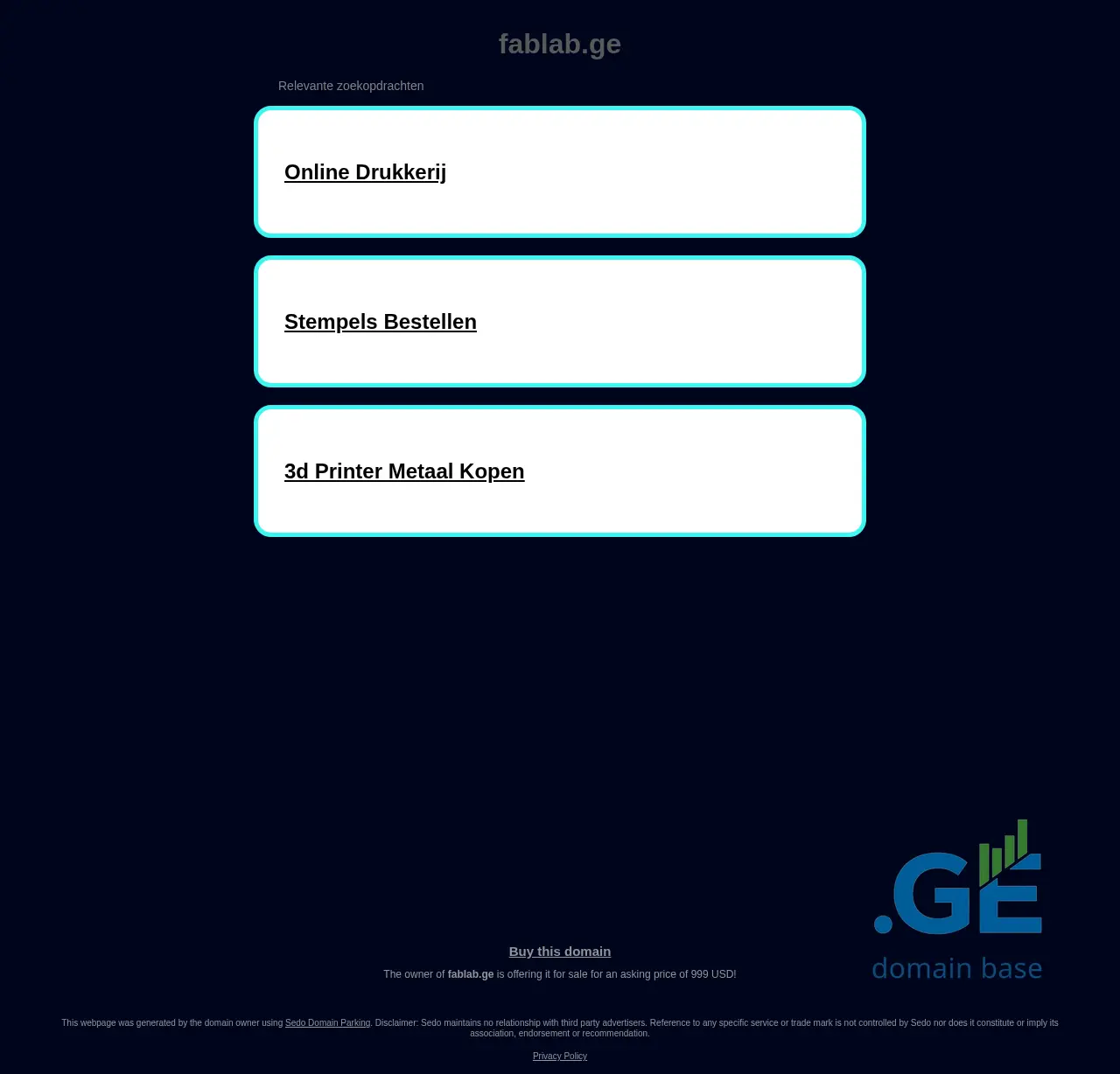 Screenshot of the site fablab.ge