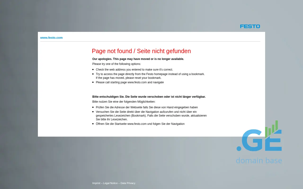 Screenshot of the site festo.ge