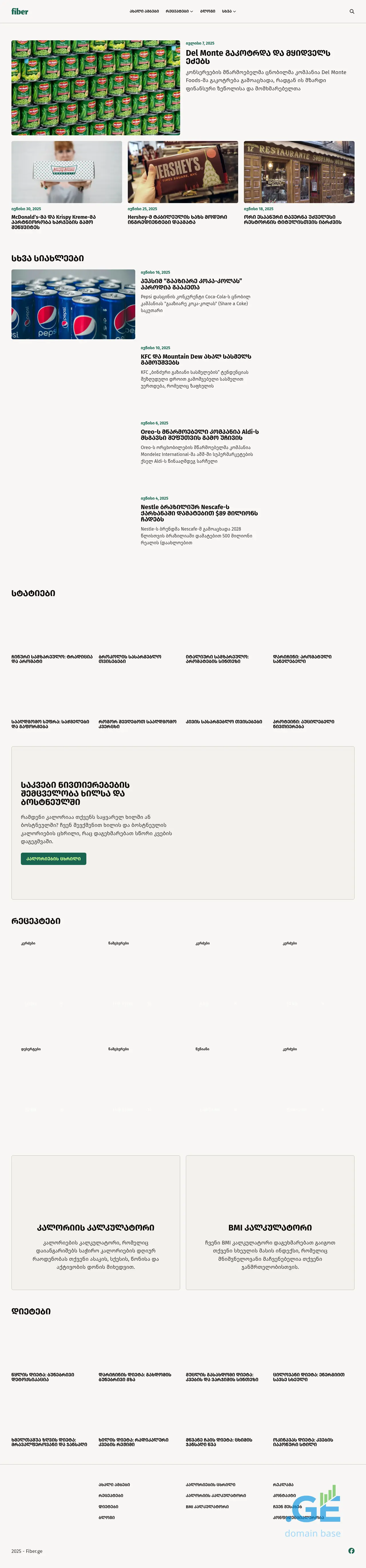 Screenshot of the site fiber.ge