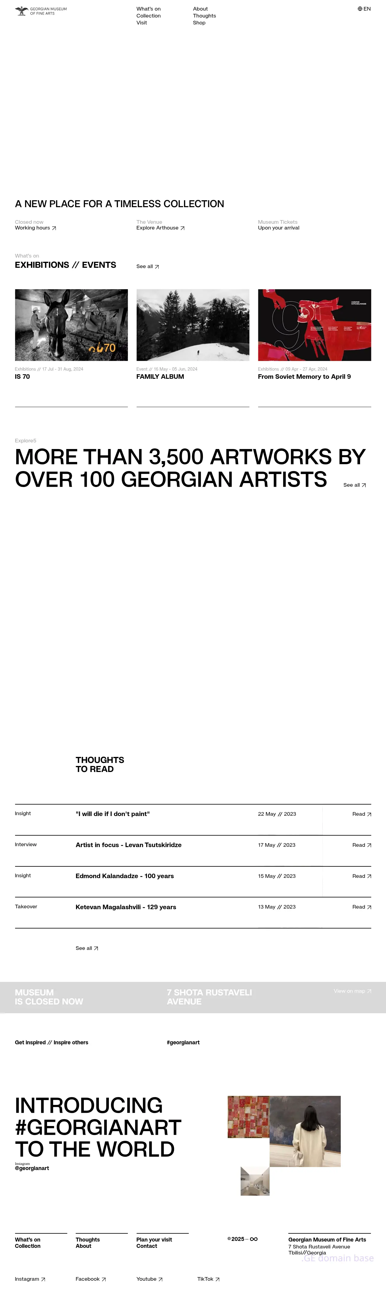 Screenshot of the site finearts.ge
