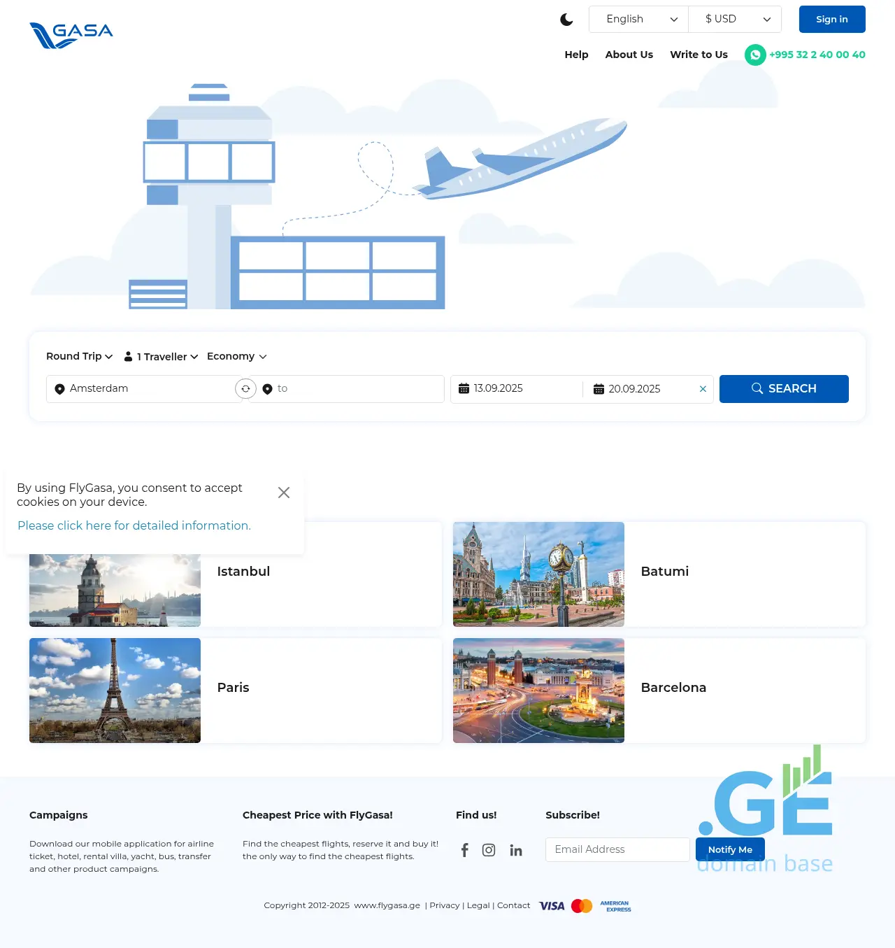 Screenshot of the site flygasa.ge
