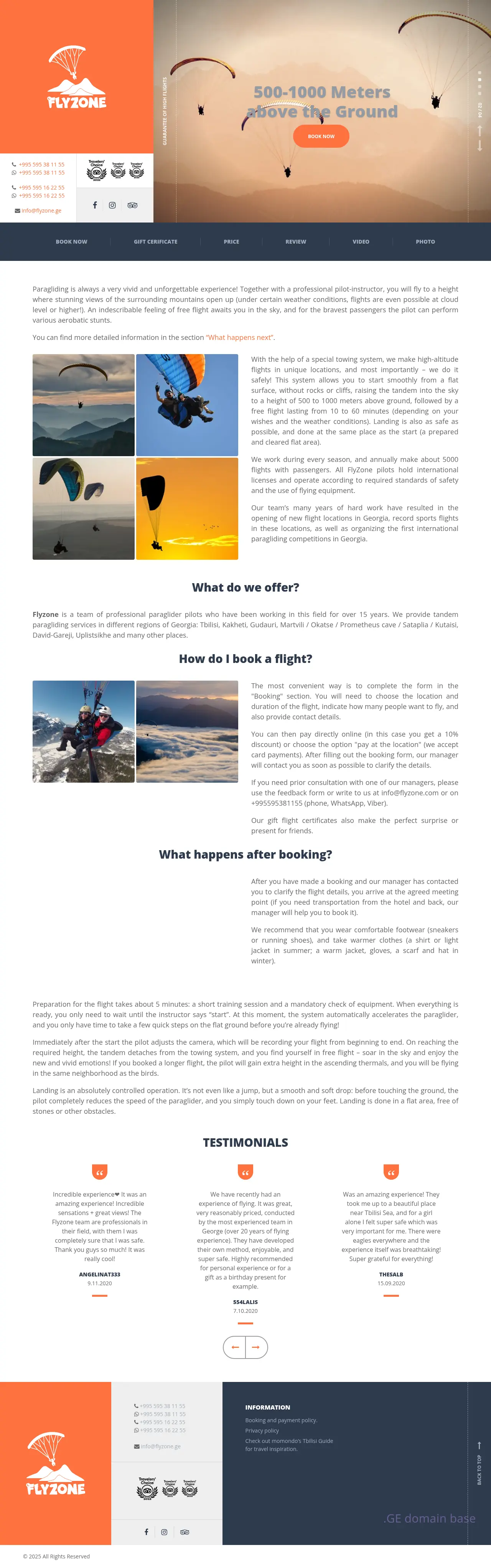 Screenshot of the site flyzone.ge