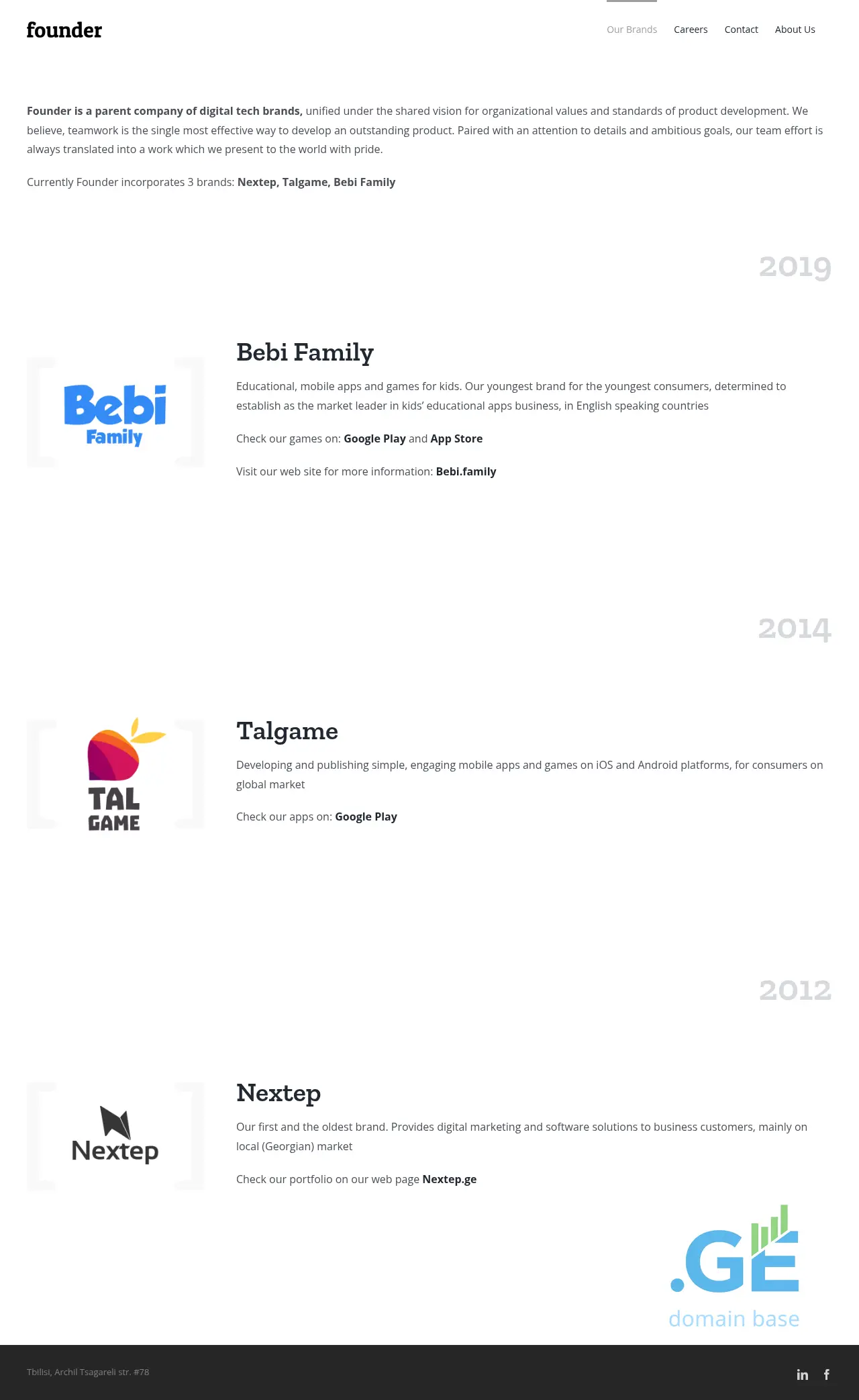 Screenshot of the site fndr.ge